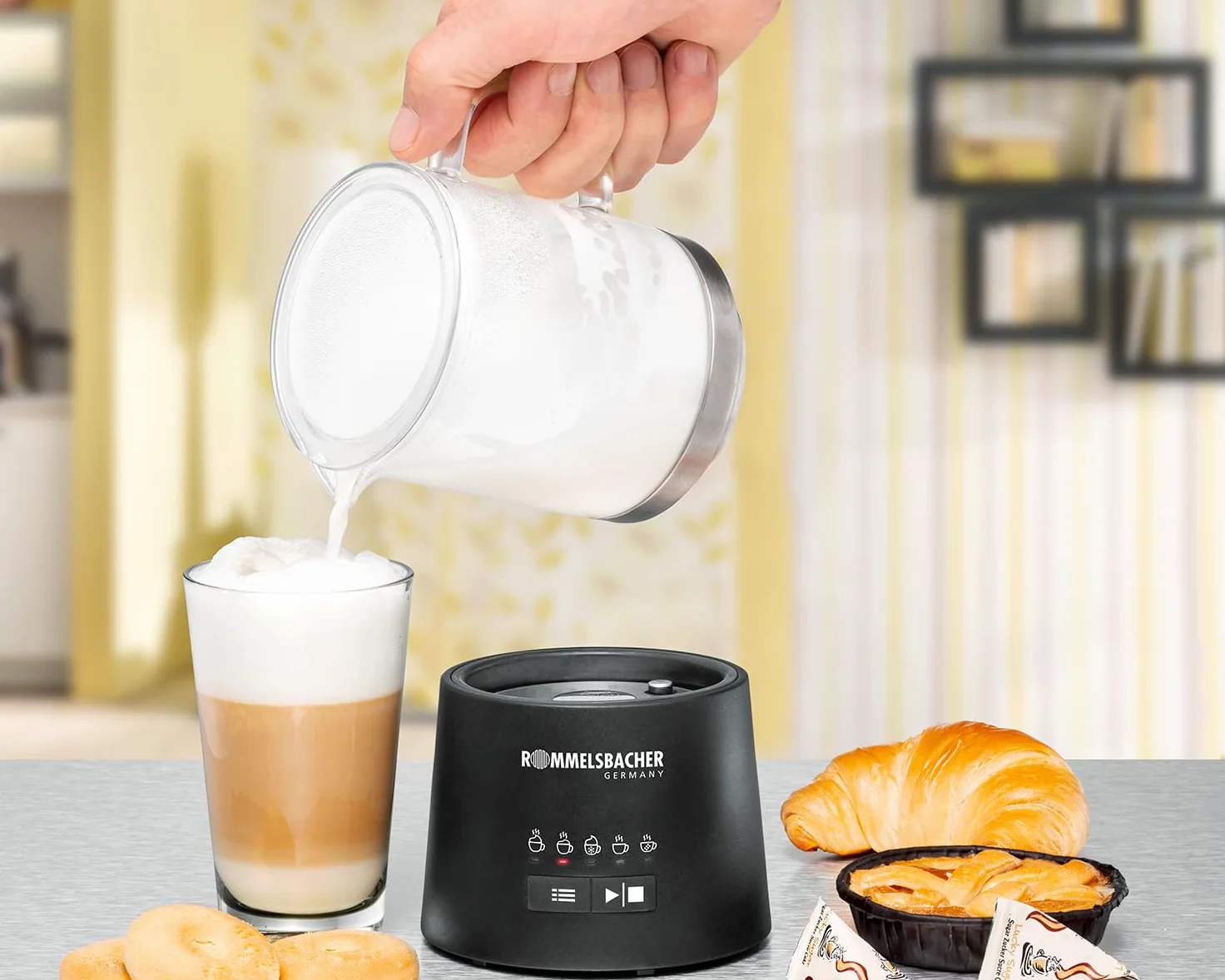 Rommelsbacher Milk Frother 500ml stainless steel black Schwarz MS 625 (MS 625)