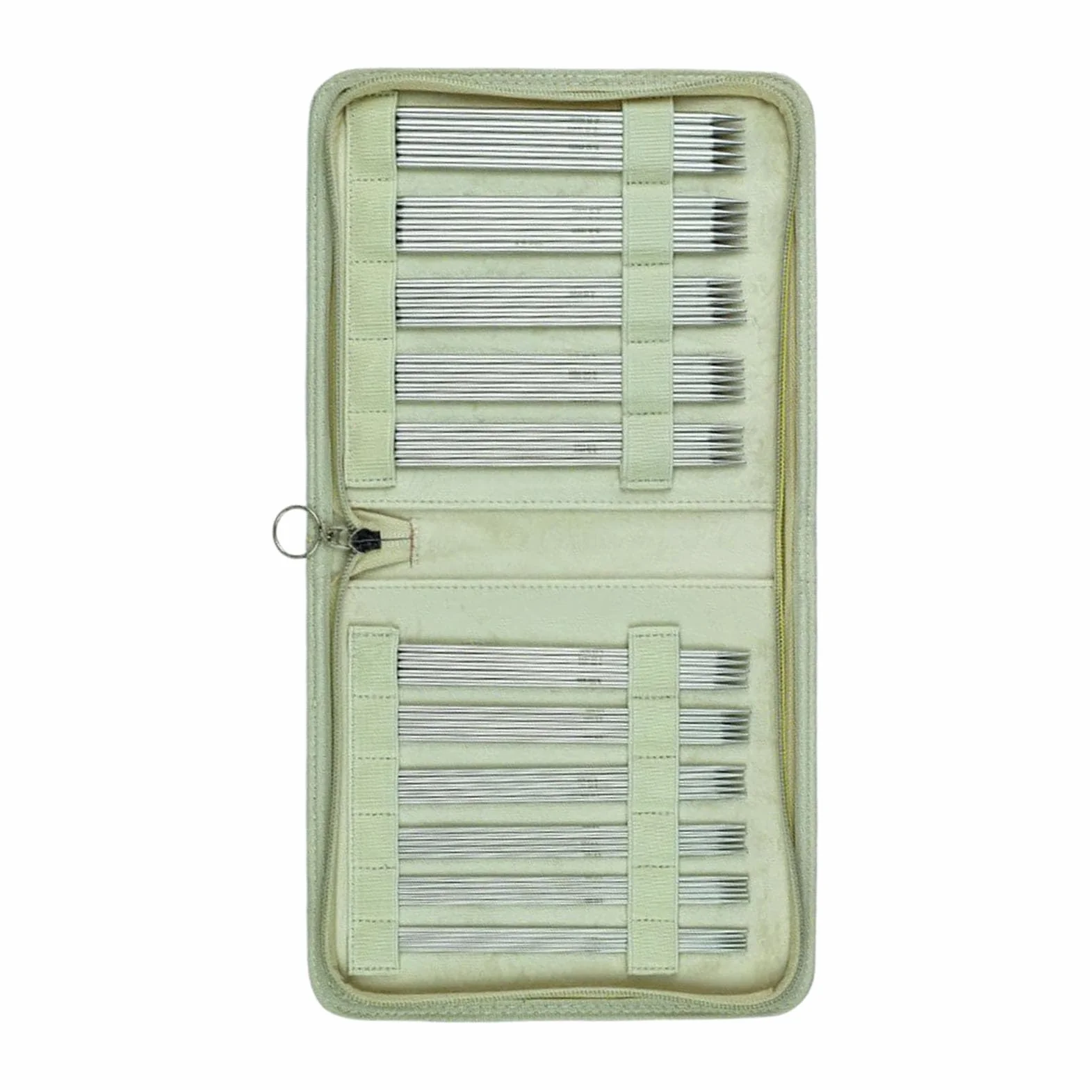 11 pares de agujas de tejer de acero inoxidable de 2,0 mm a 6,0 mm de doble punta con estuche de almacenamiento para suéter con sondas de doble punta