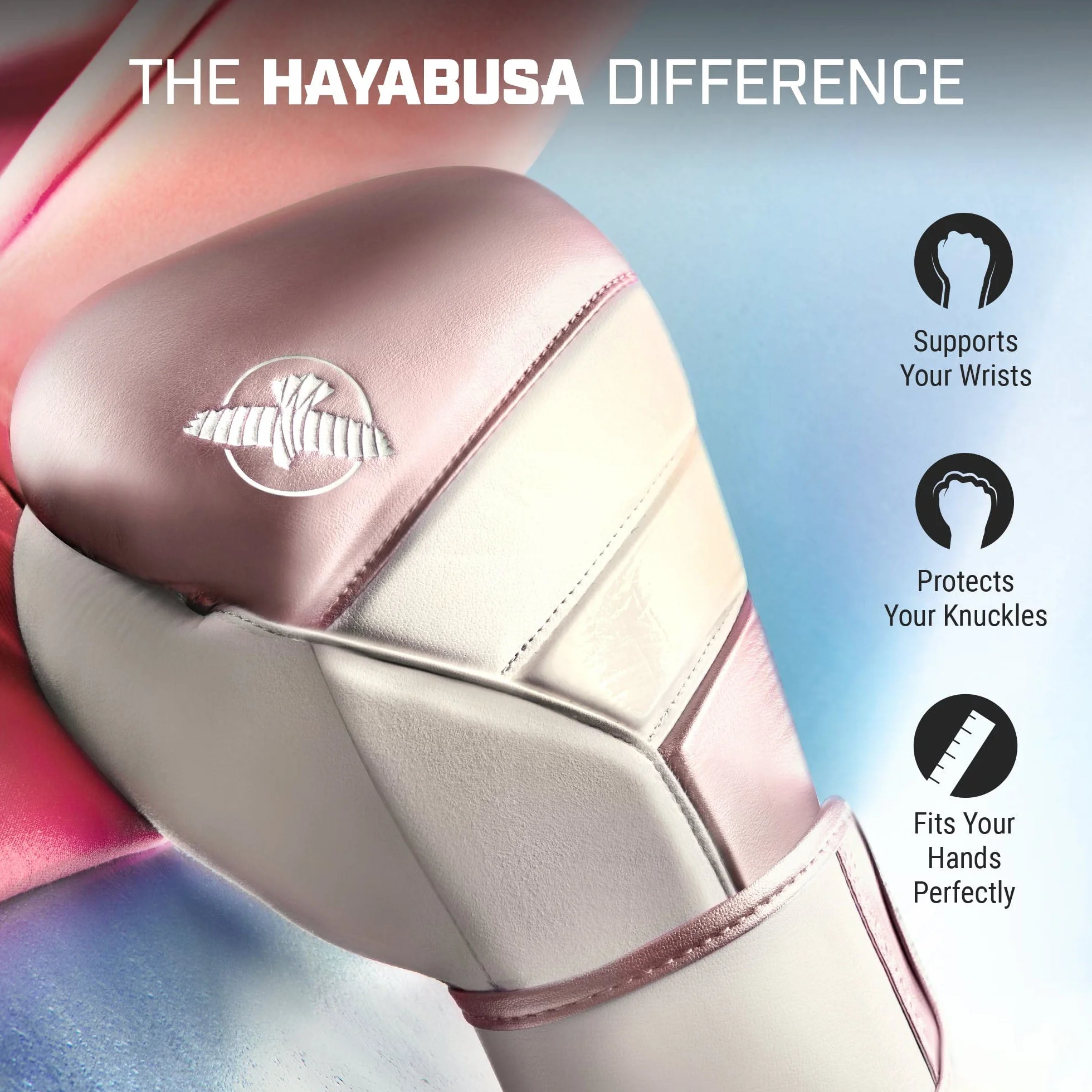 Hayabusa T3 Guantes de Boxeo para Hombres y Mujeres, Protección de Muñecas y Nudillos, Cierre de Gancho y Bucle Dual-X, Soporte de Muñeca Férula, Acolchado de Espuma de 5 Capas