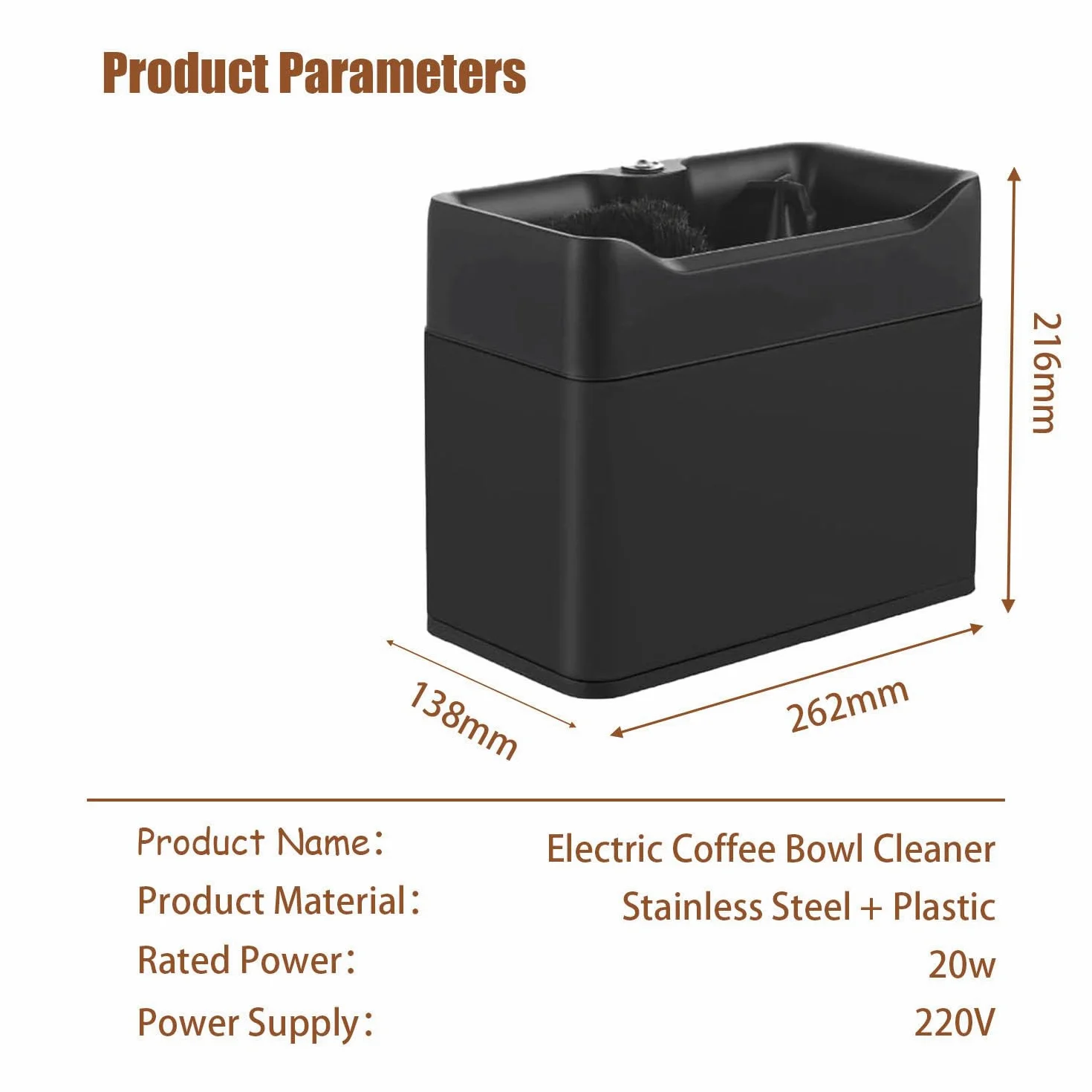 Limpiador automático portafiltros Espresso 340 RPM Acero Inoxidable Uso Comercial y doméstico Black