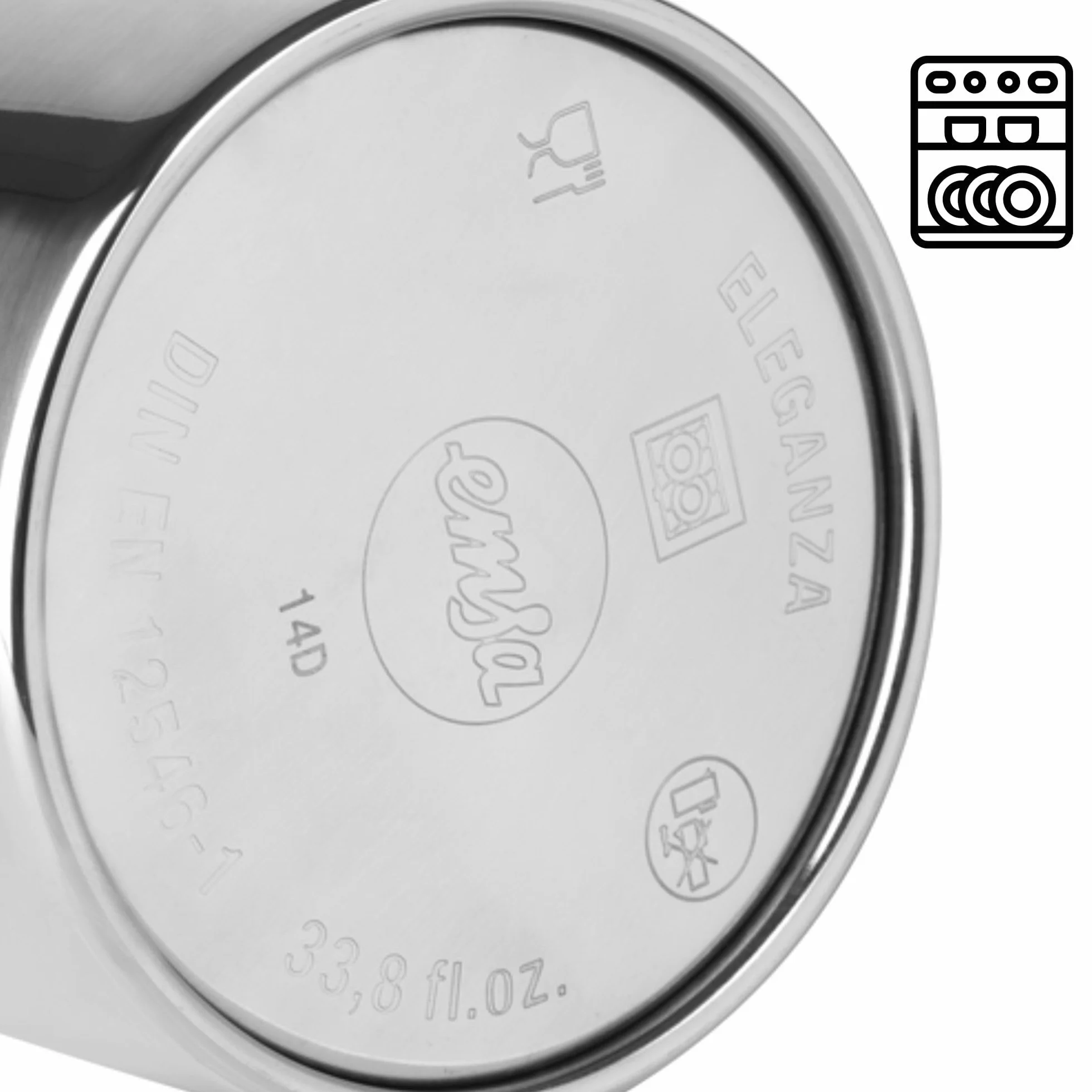 Emsa Termo Eleganza Jarra térmica de acero inoxidable, apertura fácil que permite un fácil llenado y lavado, mantenimiento 12 h caliente y 24 h frío, 1.3 l