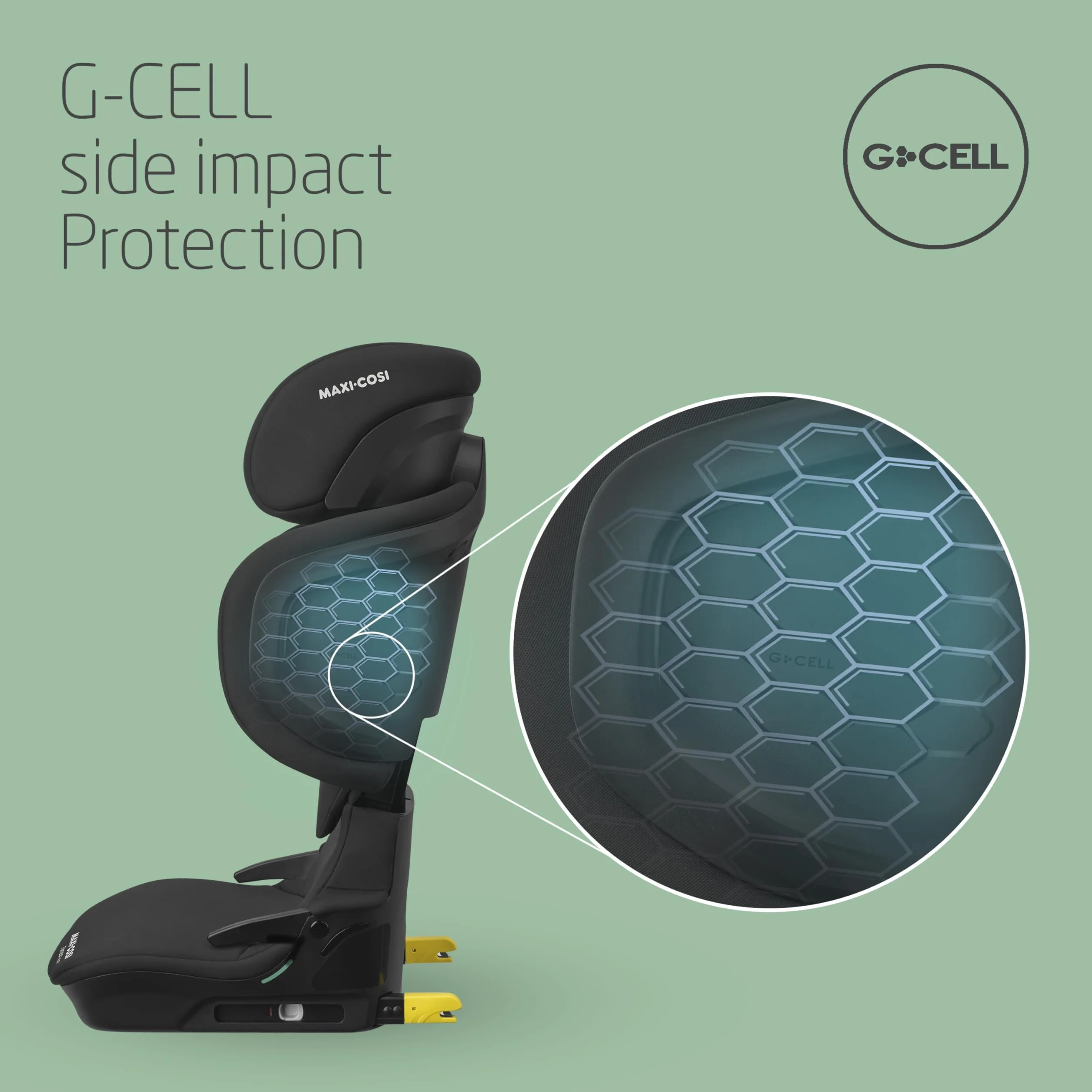 Maxi-Cosi Tanza i-Size, Silla Coche Plegable, Silla de Coche ISOFIX, 3,5-12 a, 100-150cm, Portátil, 10 Posiciones Reposacabezas, Protección Impactos Laterales G-CELL, Asiento Acolchado, Full Black