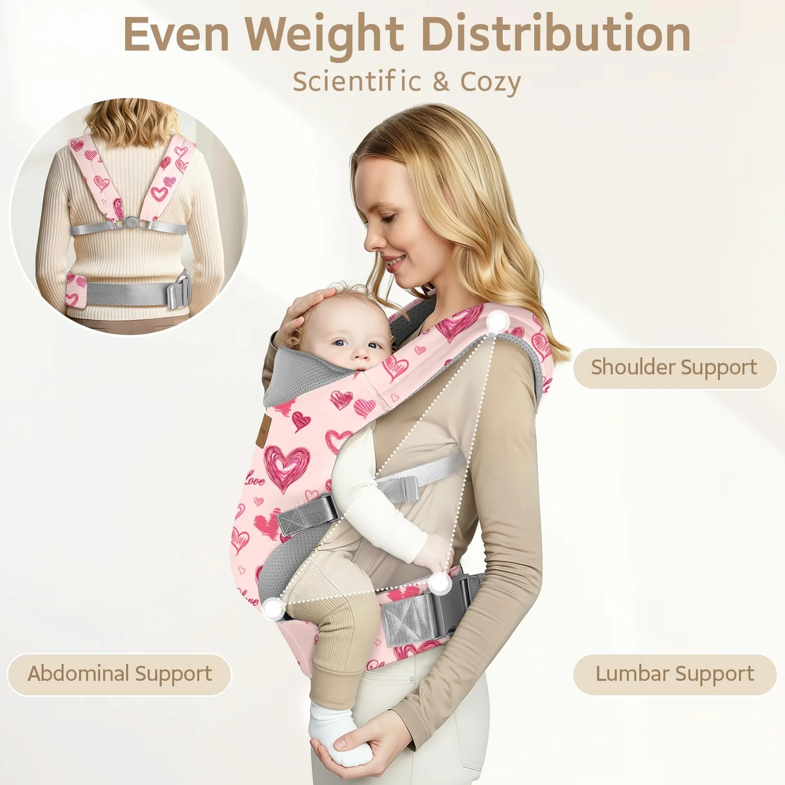 Mochila Portabebés Ergonómico Adapt para Bebés 3-36 Meses 3-30 kg 3 Posiciones Ajustable Manos Libres