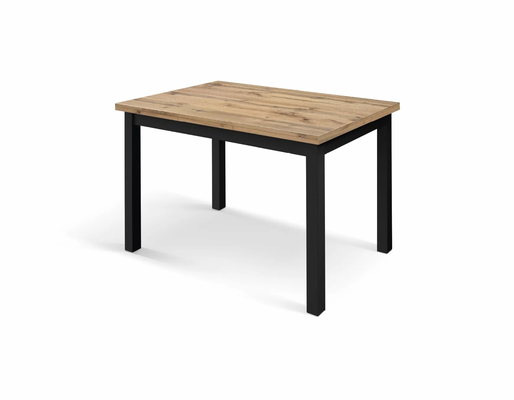 PAZZO DESIGN Tommaso Mesa Extensible, Roble Rústico, Melamina (Base Negra, 110 x 70 x 76,5) - id_2142