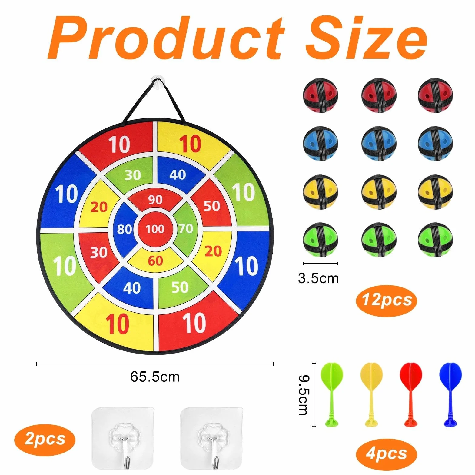 Tablero de Dardos Infantil con 12 Bolas y 4 Dardos, Juego de Dardos Plegable Doble