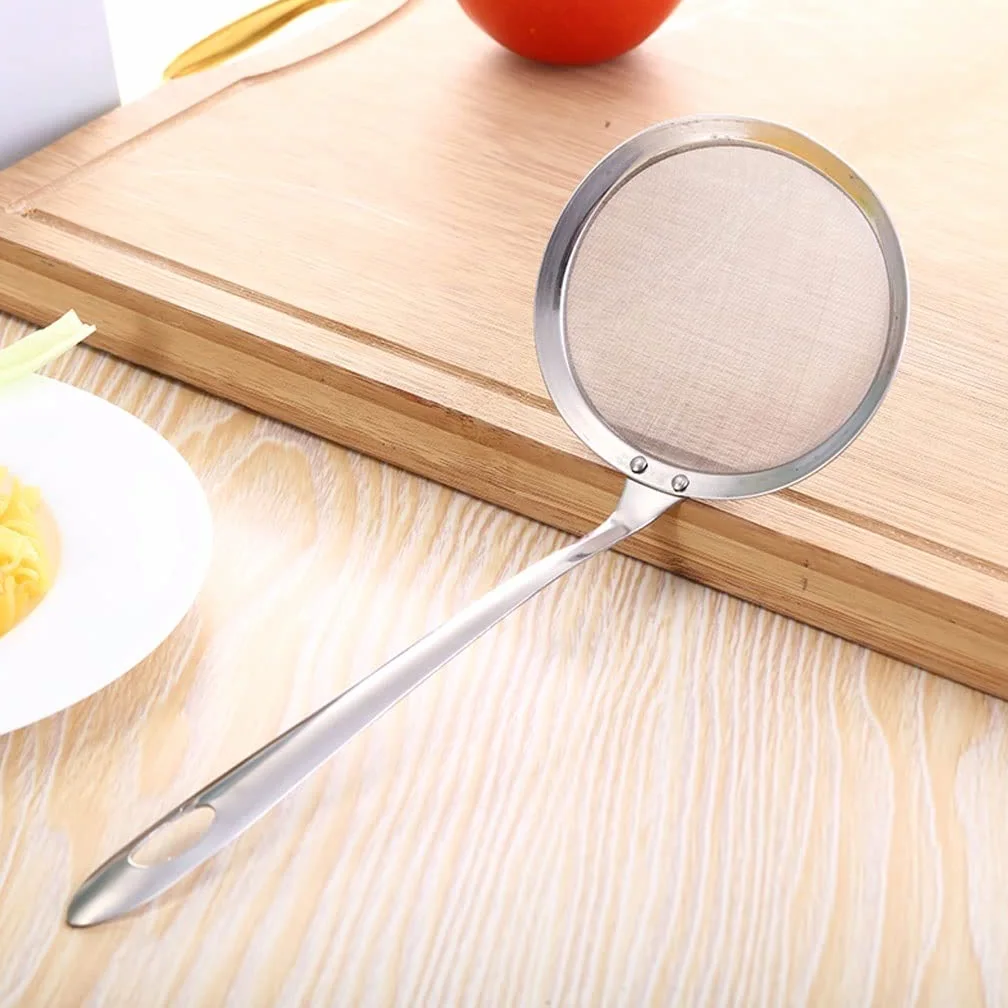 Colador de malla de acero inoxidable, colador de alimentos de malla fina, colador de cocina con mango de buen agarre, utensilios de cocina multifuncionales (Size : S)