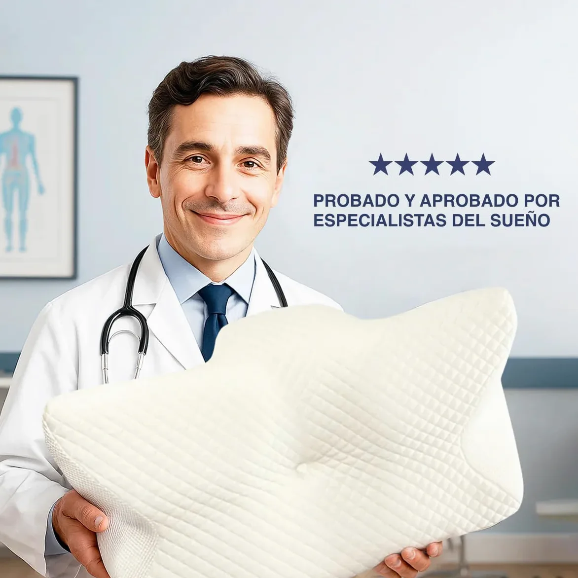 OrthoSleep – Alivio Cervical Almohada Cervical y Cuello 2 en 1, Ergonómica de Espuma de Memoria, con Funda Saca - Pone, Ideal para Dormir de Lado, de Espalda o de Vientre