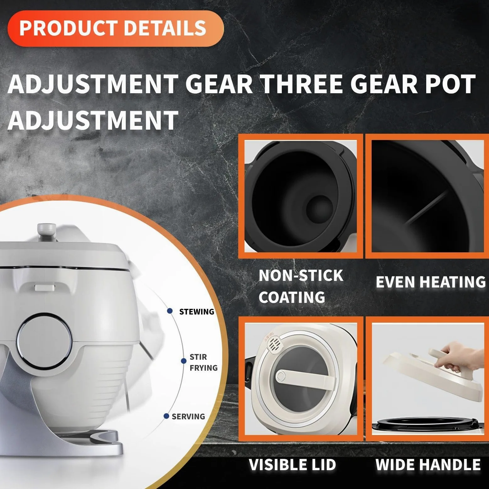 Salteador Automático-Olla Inteligente Eléctrica Antiadherente Programable para Una Cocina Fácil Y Saludable, Sin Humo,para Principiantes Y Apartamentos Pequeños