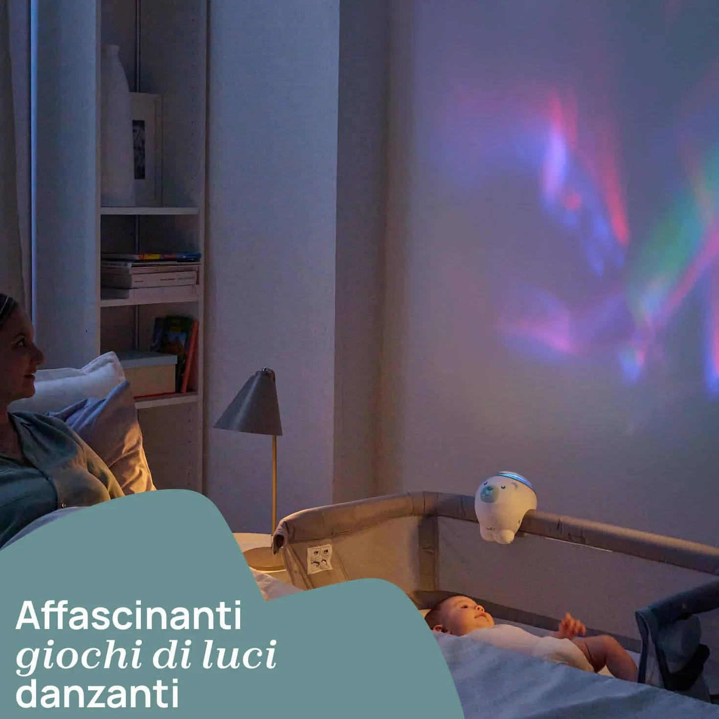Chicco Proyector Oso Polar 2en1, Proyección Aurora Boreal, 30 Minutos Música Clásica, Sonidos Naturaleza, +0 Meses, Beige