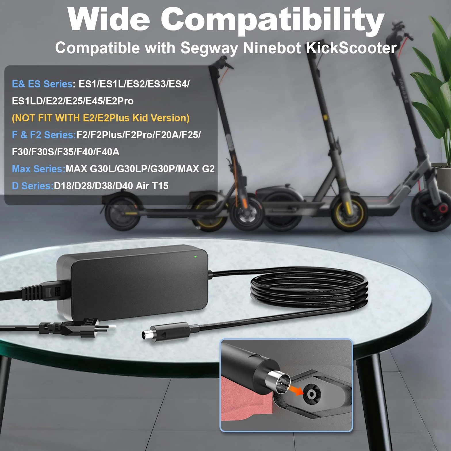 Cargador 42 V para Segway Ninebot Scooter ES2 ES4 E22 F2 E2 Pro KickScooter Pro