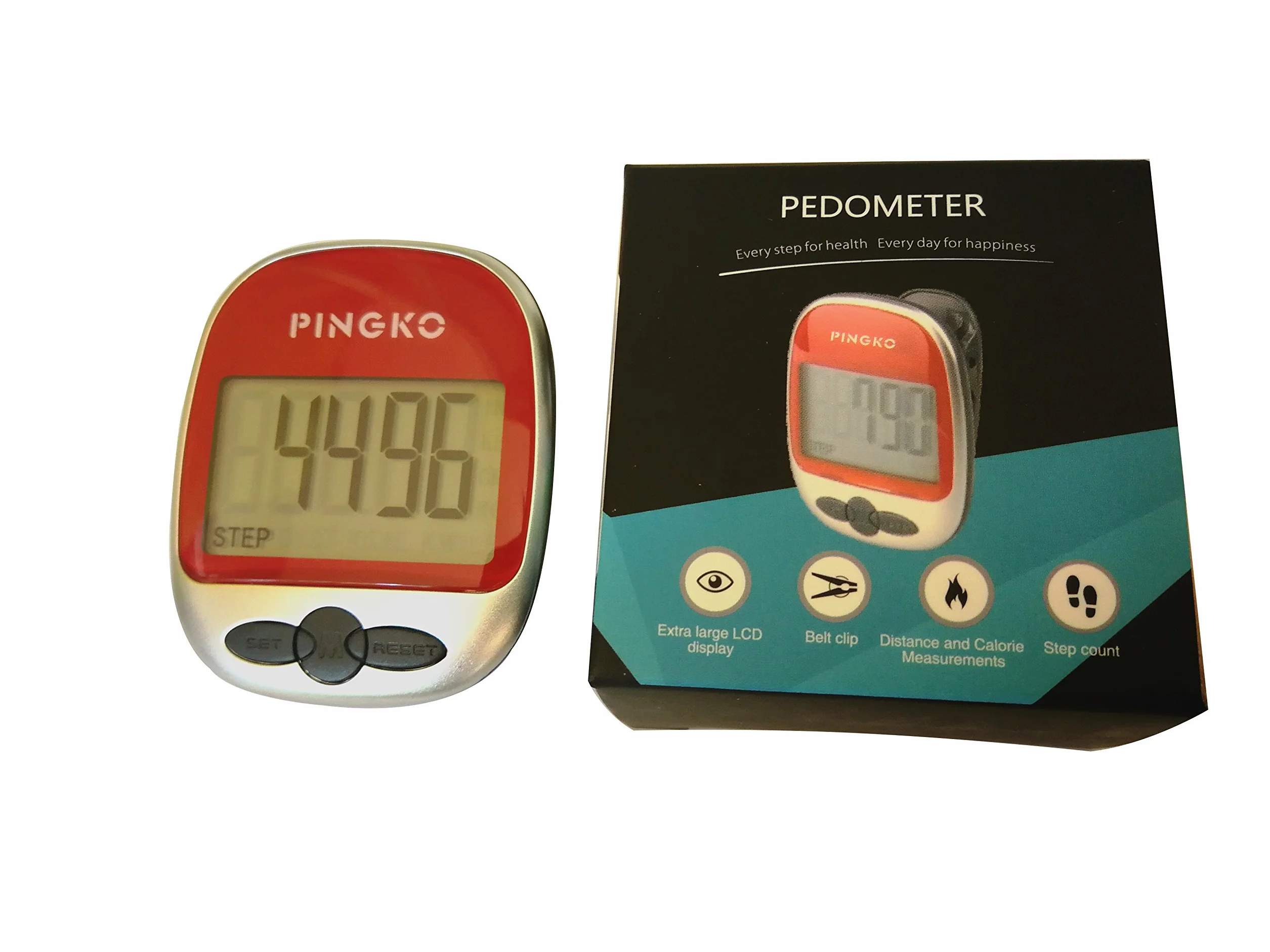 PINGKO Walking Pedometer Accurately Track Steps Portable Sport Pedometer Step/Distance/Calories/Counter Fitness Tracker 6 Colors