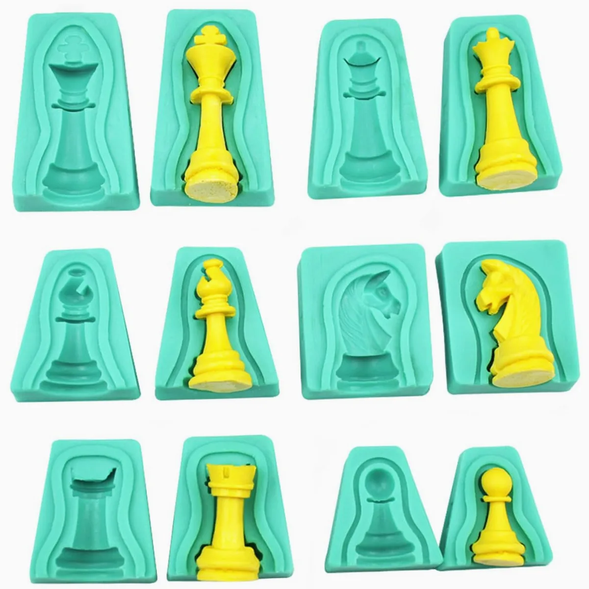 Molde de Silicona 3d de Ajedrez Verde 12 Piezas para Chocolate | Silicona, Acabado Antiadherente, DIY Baking, Creativo E Innovador, Seguro