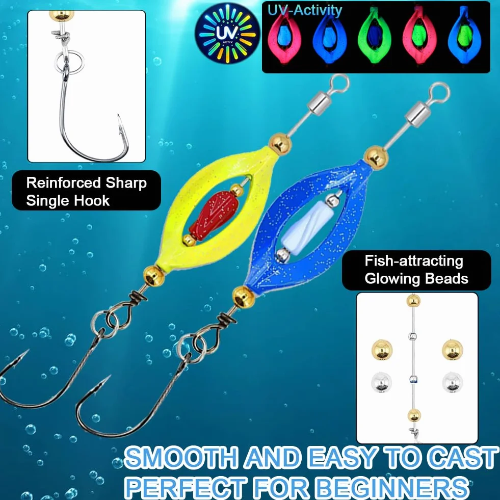 Cucharillas Pesca para Trucha y Lubina, Kits de Señuelos con Caja de Plástico, 2g-4g, Ultravioleta