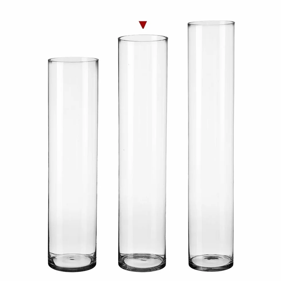 LOLAhome - Jarrón Cilíndrico de Cristal Transparente Decorativo de Diseño Redondo de Ø 15x80 cm, Resistente y Elegante, para Decoración de Interiores, arreglos Florales, Centros de Mesa