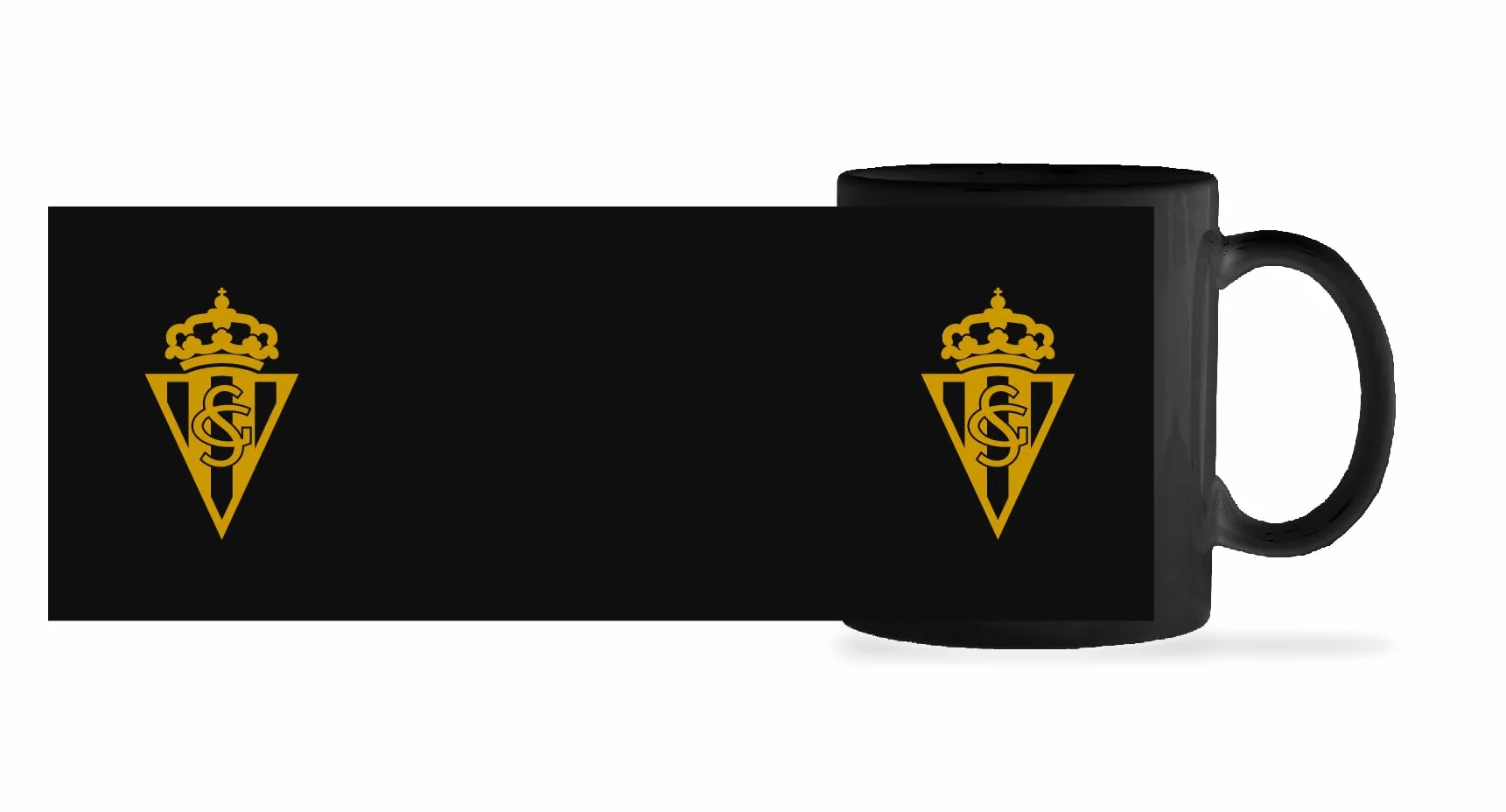 Taza Negra Escudo Oro