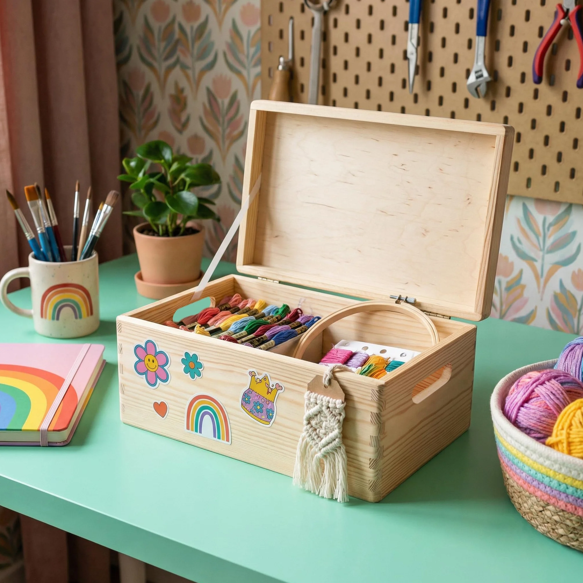 Creative DECO Grande Caja Madera Decorativa | Con Tapa y Asas | 30 x 20 x 14 cm (+/-1cm) | Almacenaje Documentos, Juguetes, Herramientas | Cofre Decorar Regalo Decoupage | EN BRUTO SIN LIJAR