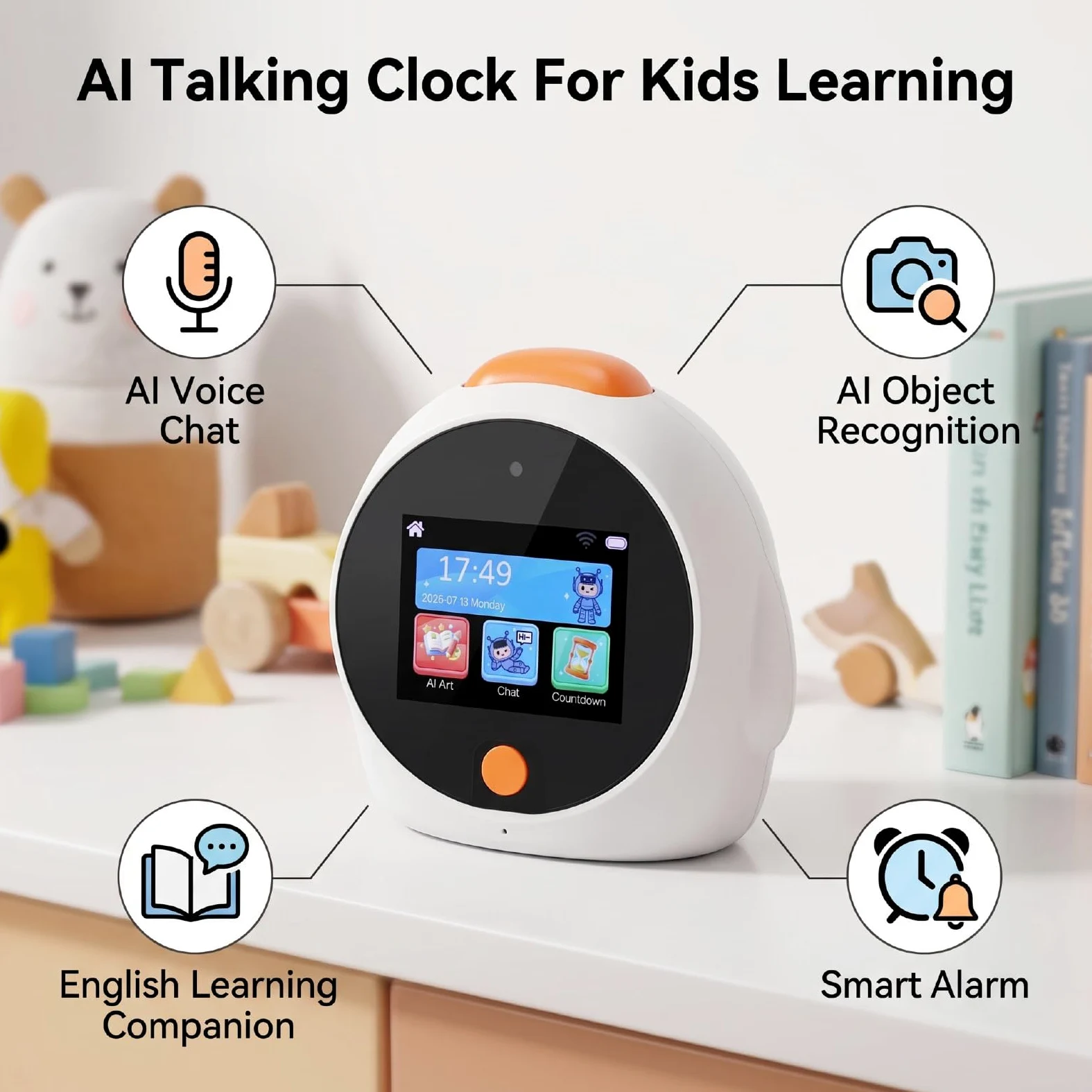 XUMIUZIY Reloj Despertador Inteligente de 2,8 Pulgadas, Robot Parlante de | Música, Clima, Videollamada, Reconocimiento de Objetos, Traducción, Entrenamiento de Enfoque, Robot Parlante por Voz con IA