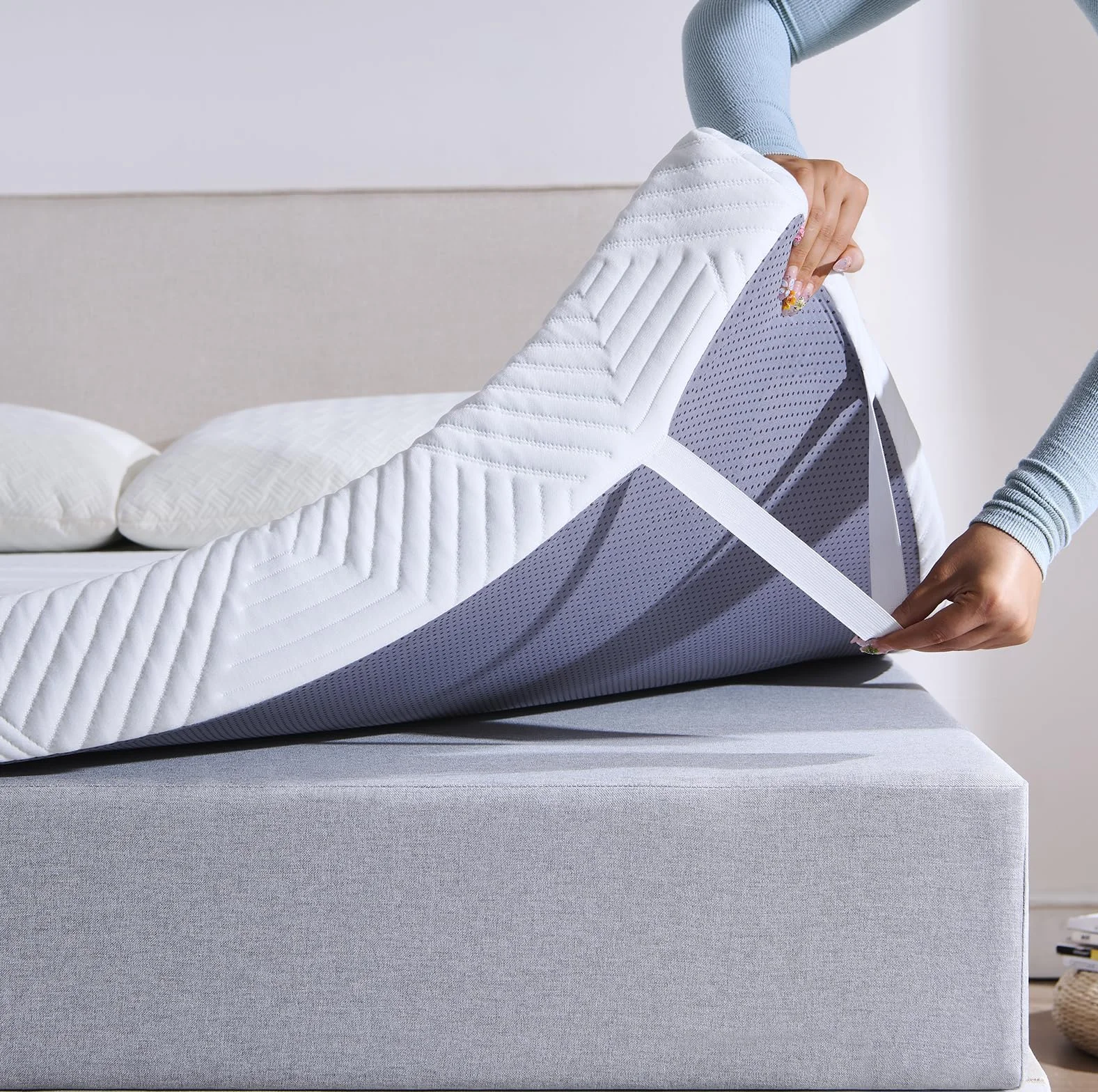 Twirest Topper de colchón de 180 x 200 cm, 5 cm de altura, sobrecolchón de 180 x 200 cm con un cómodo núcleo de espuma de confort, funda transpirable y lavable, para cama con somier, caravana, sofá