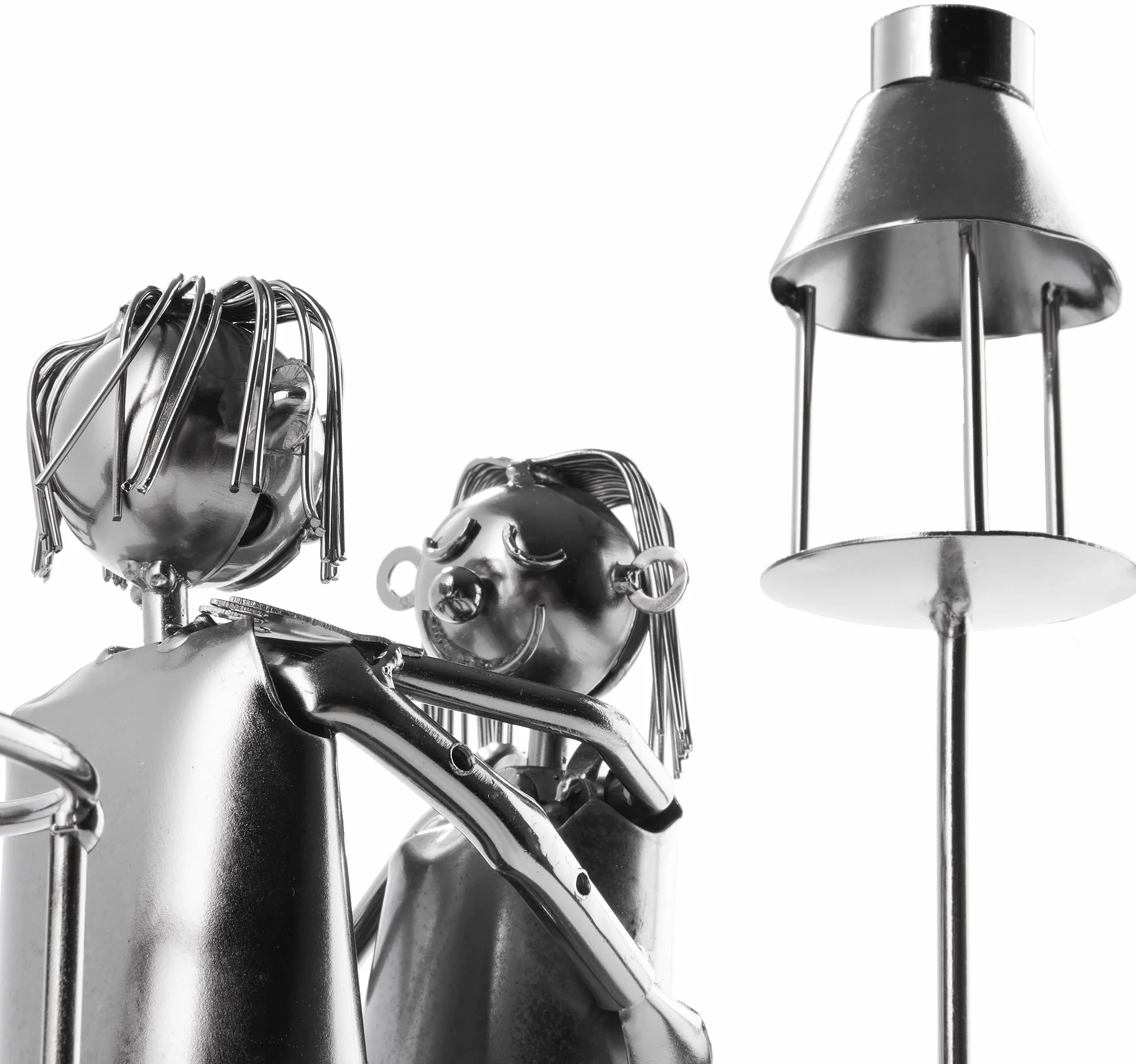 BRUBAKER Portabotellas de Vino con Farol para Candelita - Escultura Metálica Portabotellas 26,5 cm Regalo de Vino