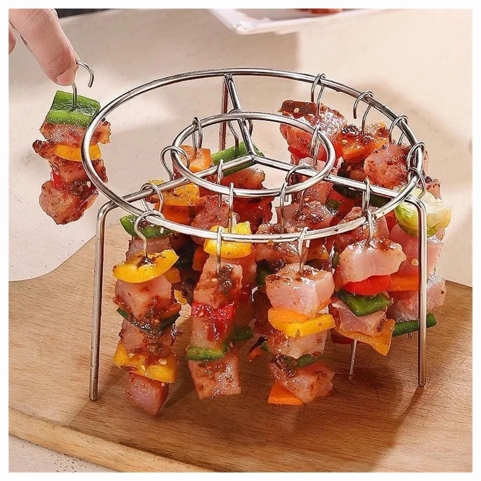 Accesorio para freidora de Aire: Rejilla de Acero Inoxidable para Barbacoa de 3 Niveles para Asar Carne a la perfección. Herramienta Esencial para freír y cocinar.