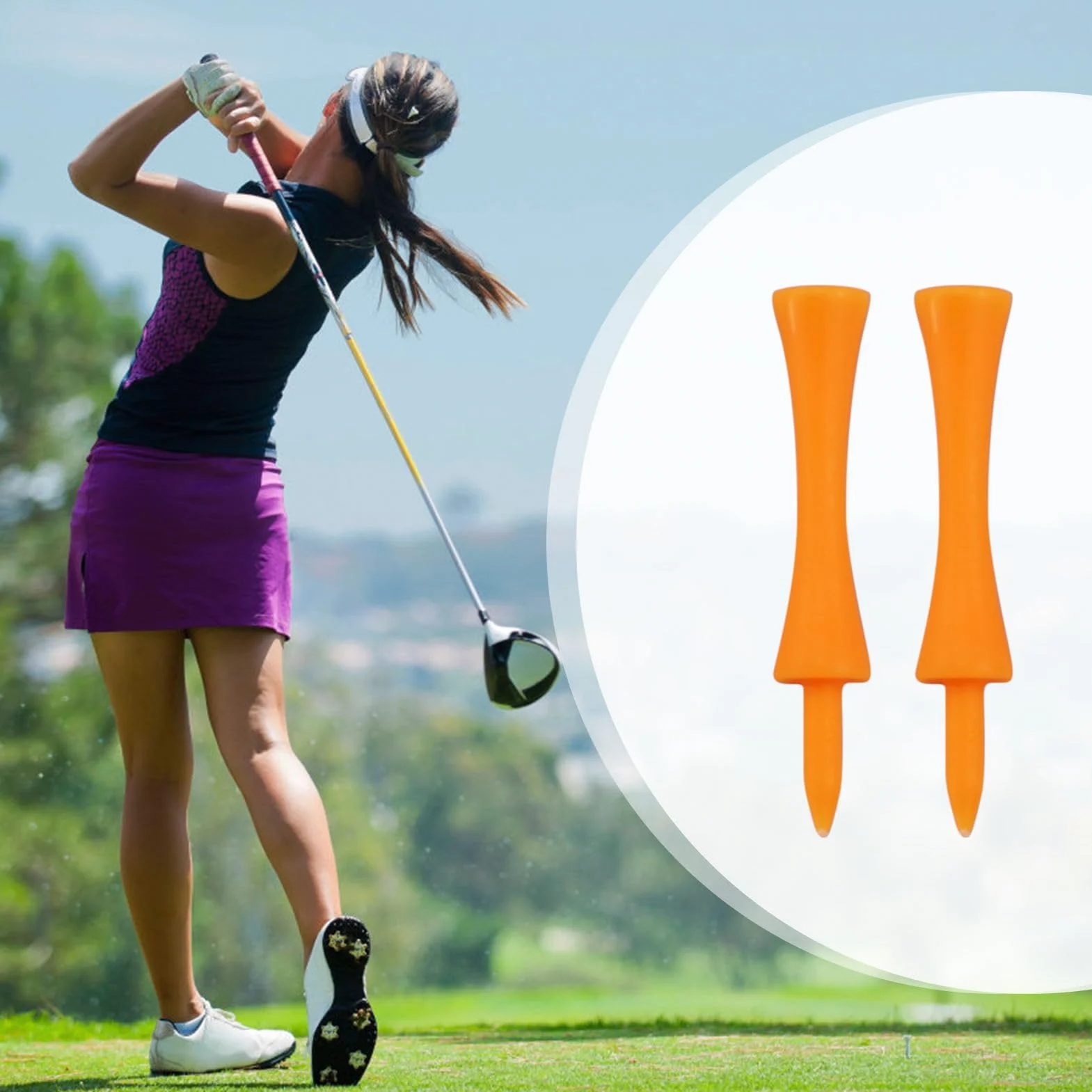 Golf Tees Naranja 70 mm Plástico 100 Piezas