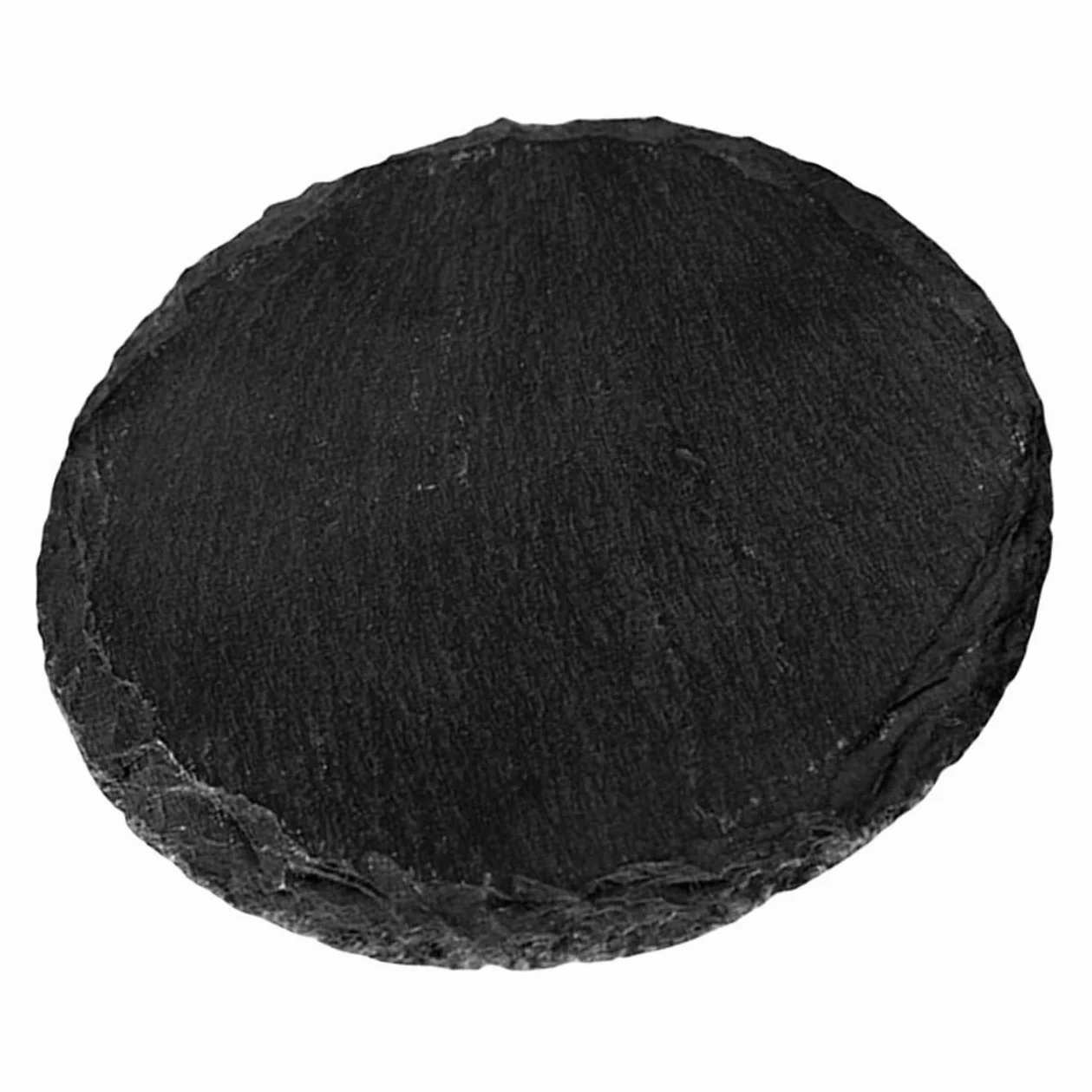SOLUSTRE Plato de Piedra Redondo de Pizarra Negra para Servir Comida | Postres y Guarniciones, Uso en Casa o Restaurante, Estilo Rústico y Creativo