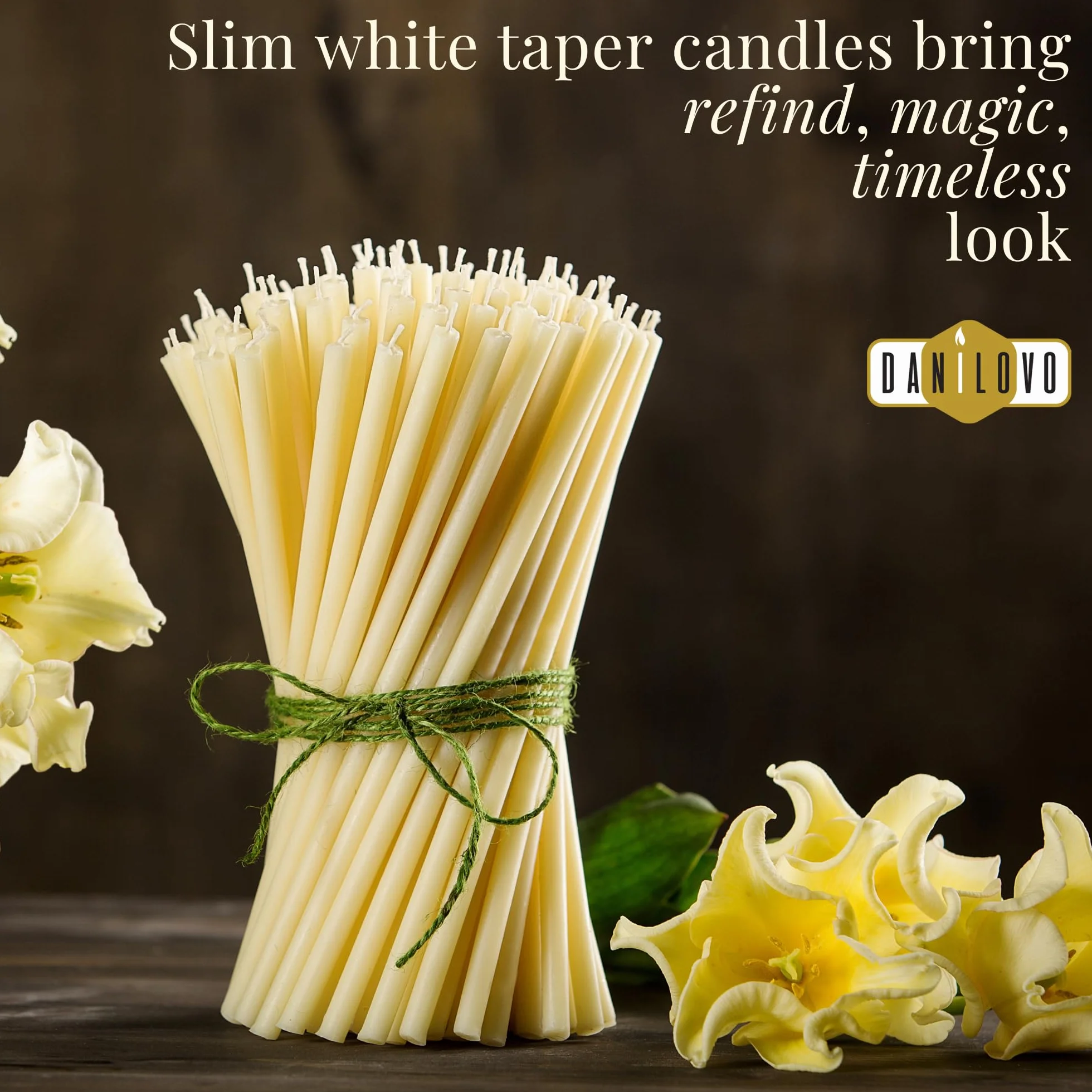 Danilovo 50 velas blancas de cera de abeja – Velas ortopédicas para oración, rituales, decoración de mesa de boda – no tóxicas, sin hollín – antigotes, N80, altura: 18,5 cm, diámetro: 6,1 mm