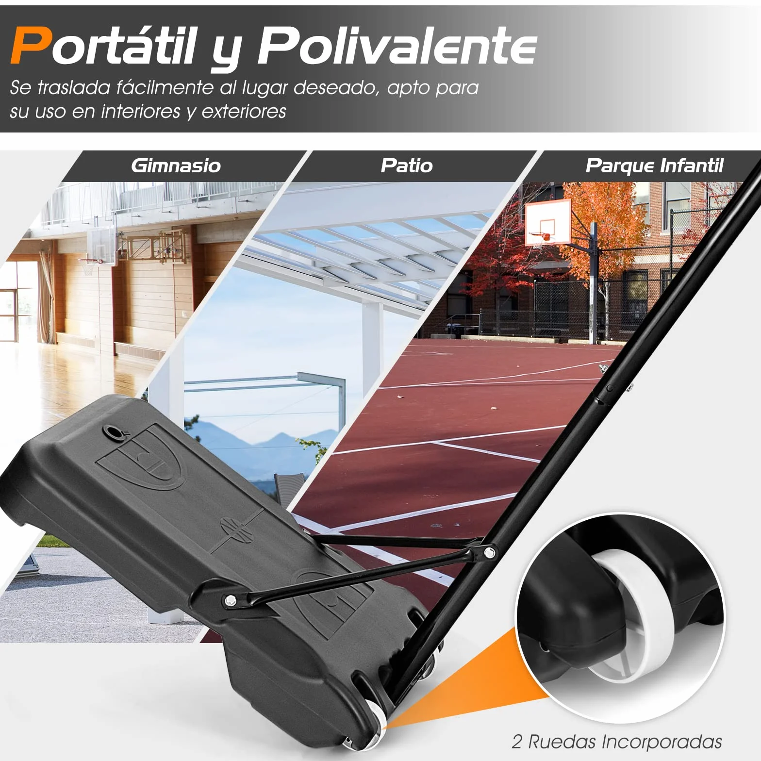 COSTWAY Canasta de Baloncesto para Niños, Soporte Regulable 192-247 cm, Tablero Inastillable, Portátil con Ruedas Rojo.Negro