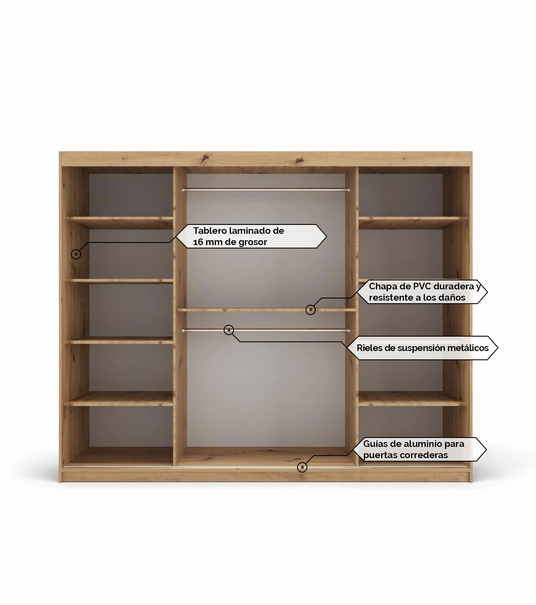 ABIKSMEBLE Tokio 1 250 Armario 3 Puertas Correderas para Dormitorio - Armario Moderno con Espejo, Barra y Estantes - 250x200x62 cm (Ancho x Alto x Fondo) - Negro Mate