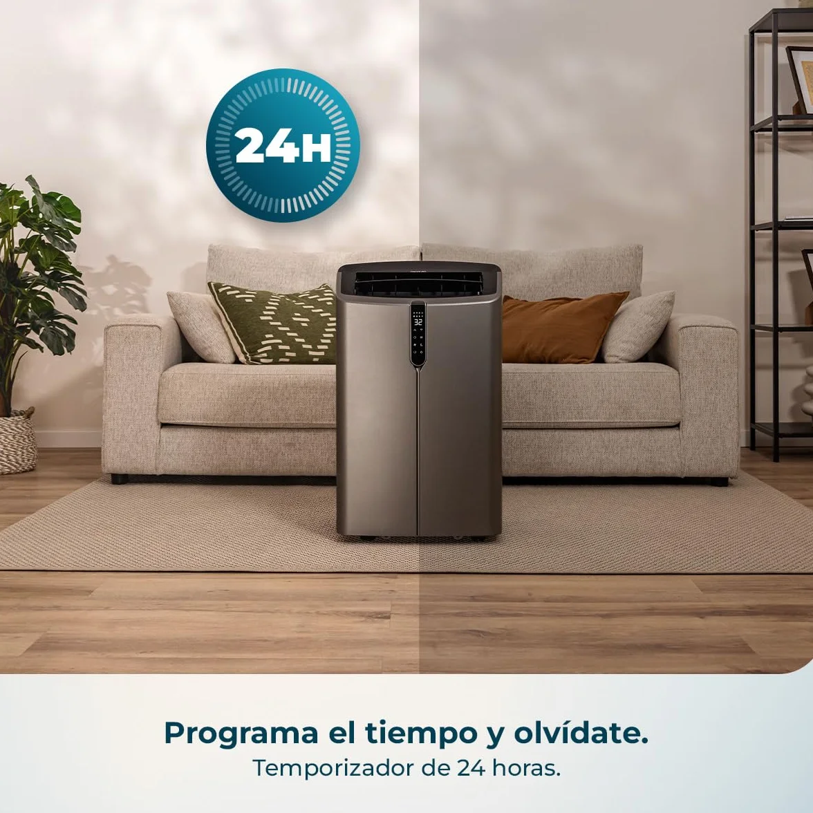 Cecotec Aire Acondicionado Portátil con Bomba de Calor y Wifi ForceClima 14800 Nux Heating Connected. 14000BTU, Mando a Distancia, Pantalla LED, 5 Modos, 3 Velocidades, Temporizador, Cobertura 30-35m²