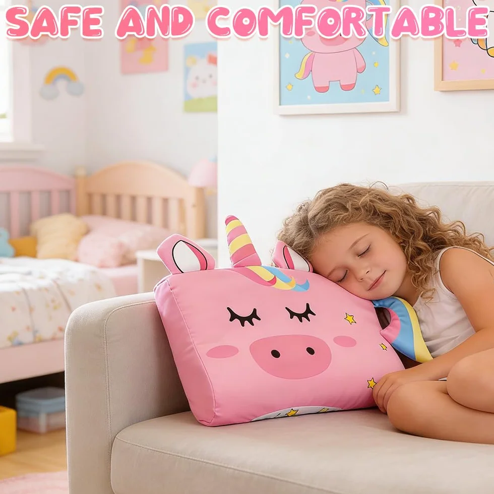 Almohada Infantil 45x27 cm Bebe con Motif Licorne Mignon Ergonómica Suave Transpirable