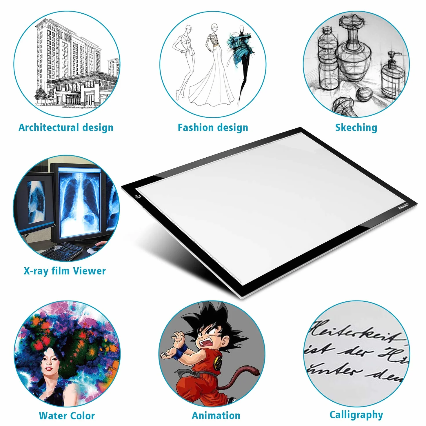 AGPTEK A2 Mesa de Luz Grande LED para Dibujo, Tabla de Luz, Proyector para Dibujar, Tablero de Luz con Panel Táctil Inteligente con Botón físico para Artistas, Dibujo, Animación