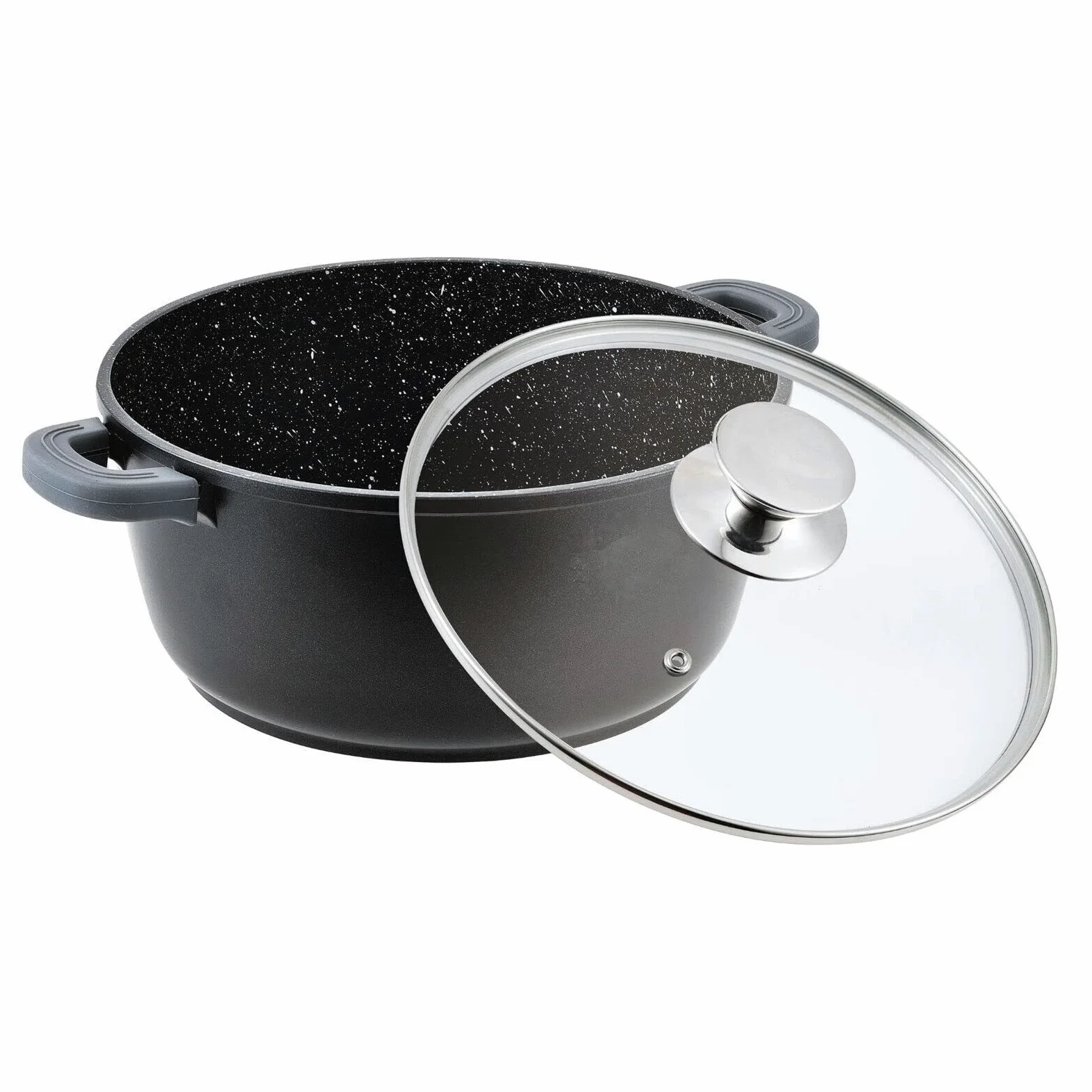 Olla de 10 L de aluminio fundido antiadherente, para inducción, 32 cm, con tapa de cristal