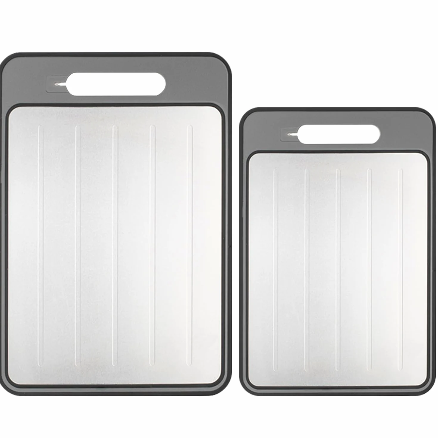 Tabla de cortar de doble cara, 2 tablas de verduras con piedra de afilar, tamaño grande + tamaño pequeño, acero inoxidable de grado alimenticio y material de polipropileno de paja de trigo, ecológica