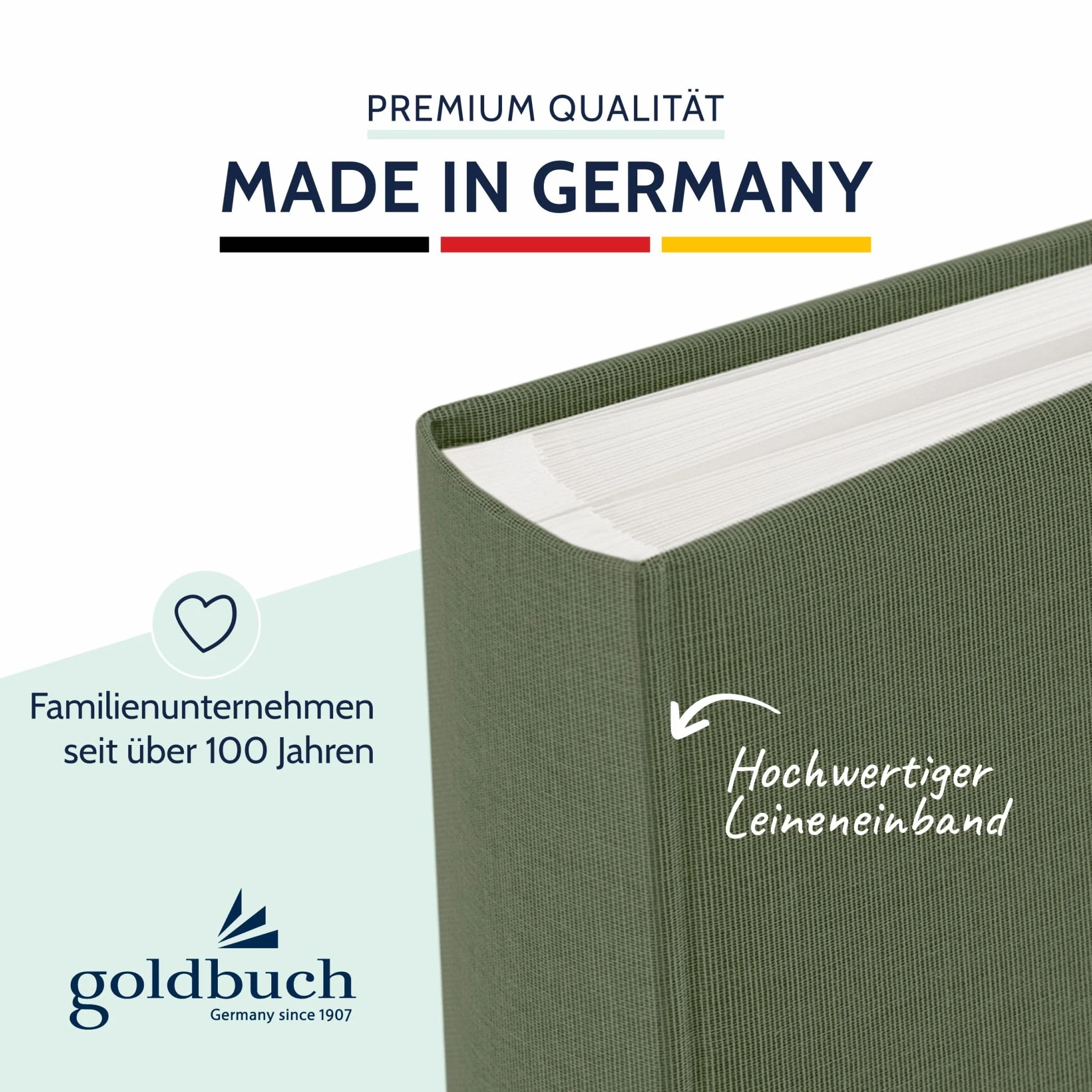 goldbuch 27 309 Bella Vista - Álbum de fotos con diseño de alcachofa, álbum de recuerdos en formato 30 x 31 cm, 60 páginas blancas con separadores de pergamino, libro de fotos con cubierta de lino en