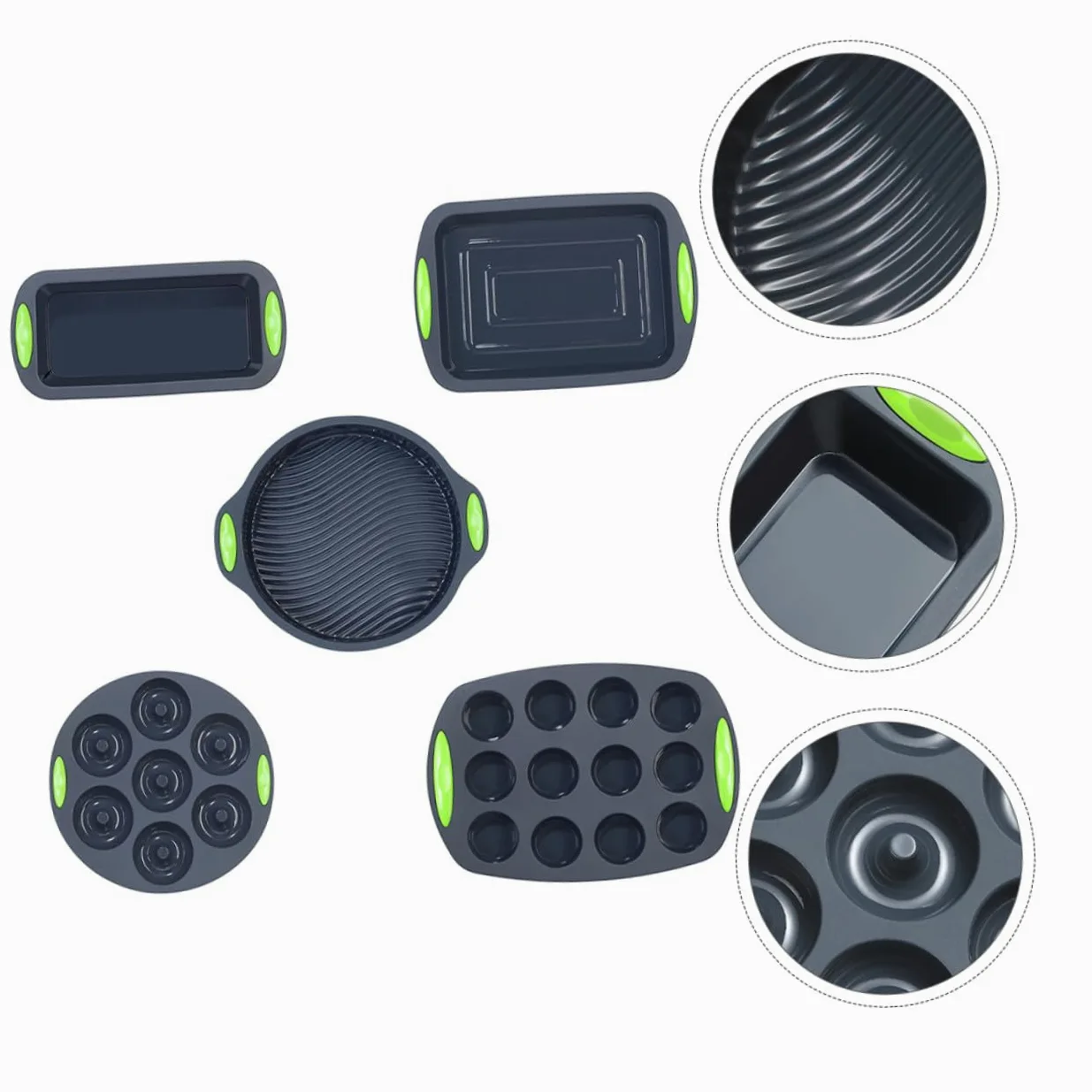 Healeved Kit de Moldes de Silicona Multiusos 5 Piezas para Hornear Pasteles y Bizcochos Resistencia Térmica para Repostería Casera