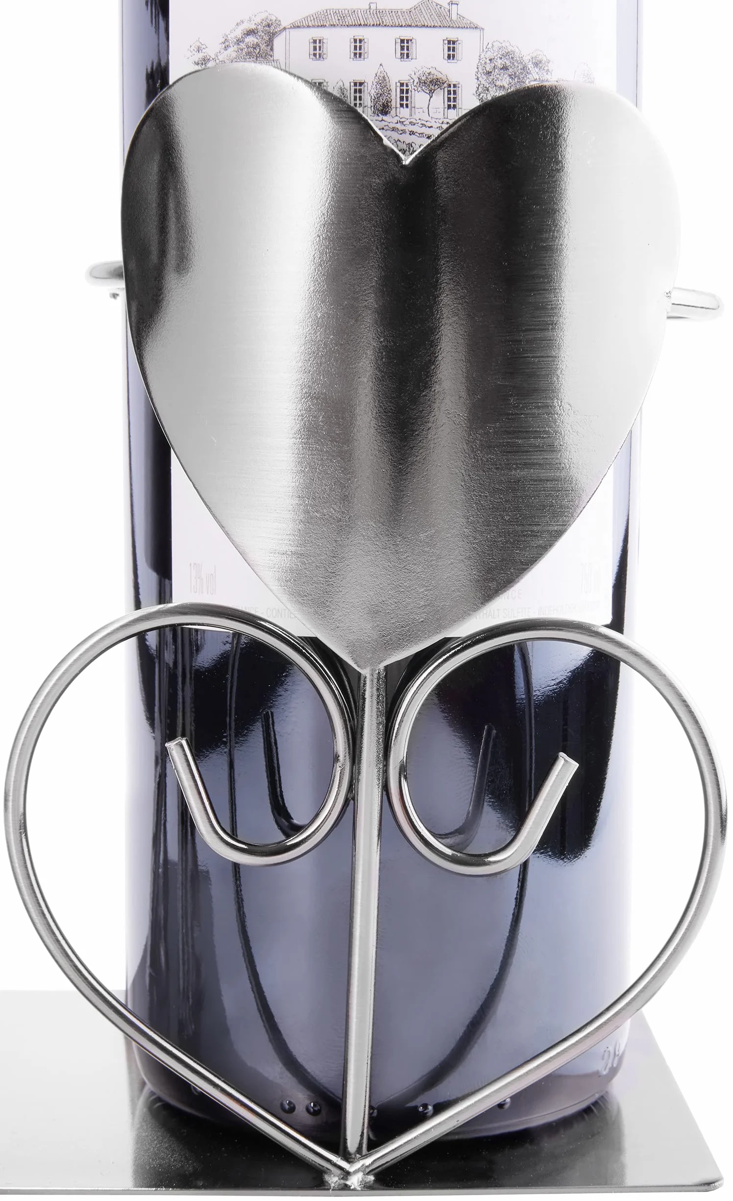 BRUBAKER Portabotellas de Vino con Farol para Candelita - Escultura Metálica Portabotellas 26,5 cm Regalo de Vino