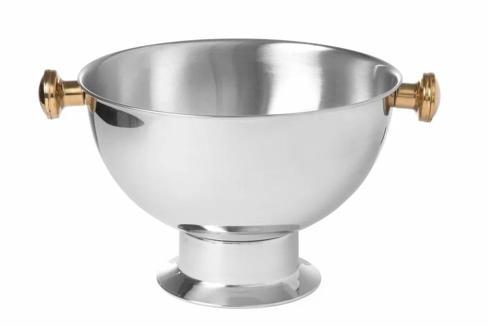 HENDI Cubitera para botellas, enfriador de bebidas tipo champanera, con dos agarraderas laterales, BarUp, 13,5L, ⌀370x(H)230mm, acero inoxidable