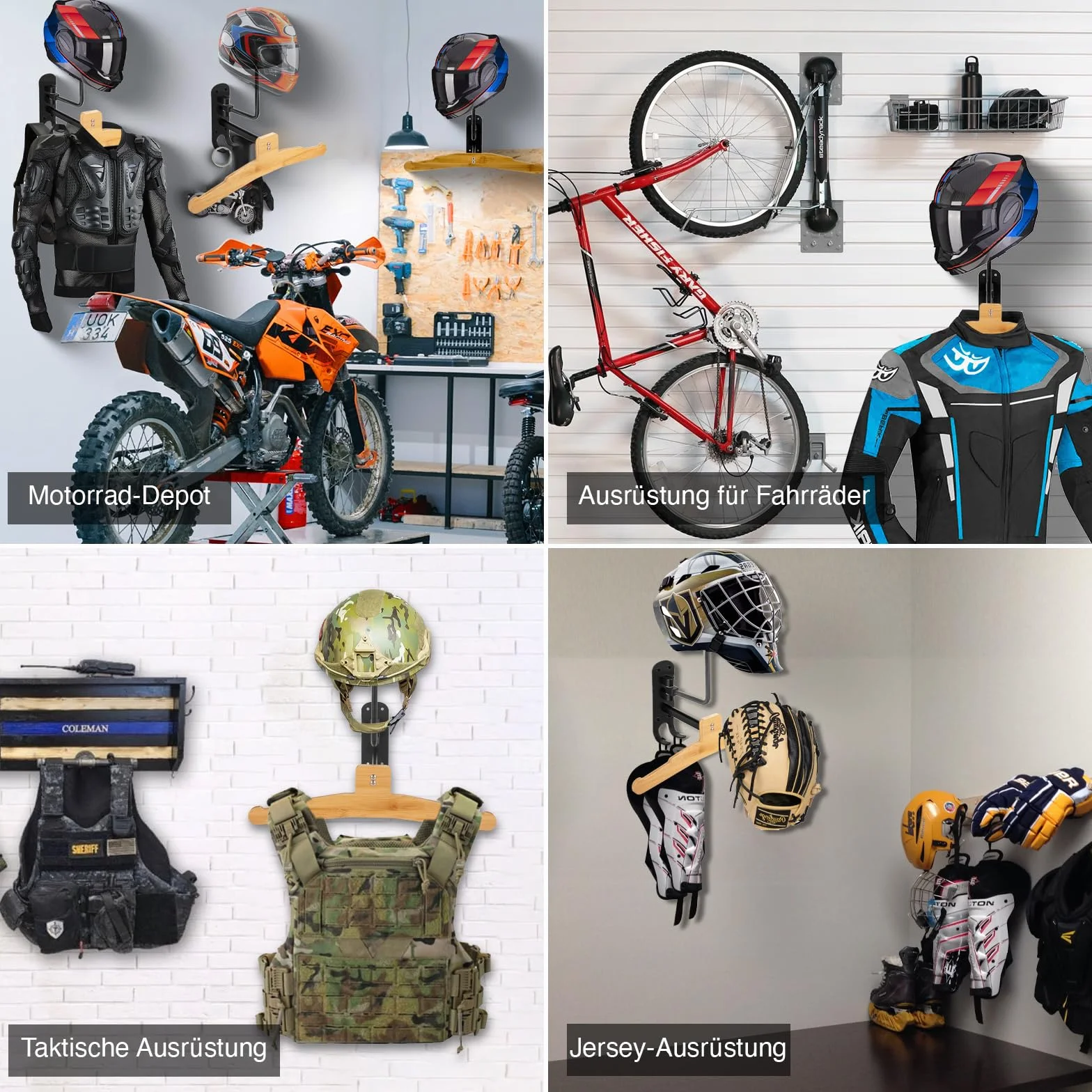 Soporte de pared 2 en 1 para casco y chaqueta de moto con diseño de calavera