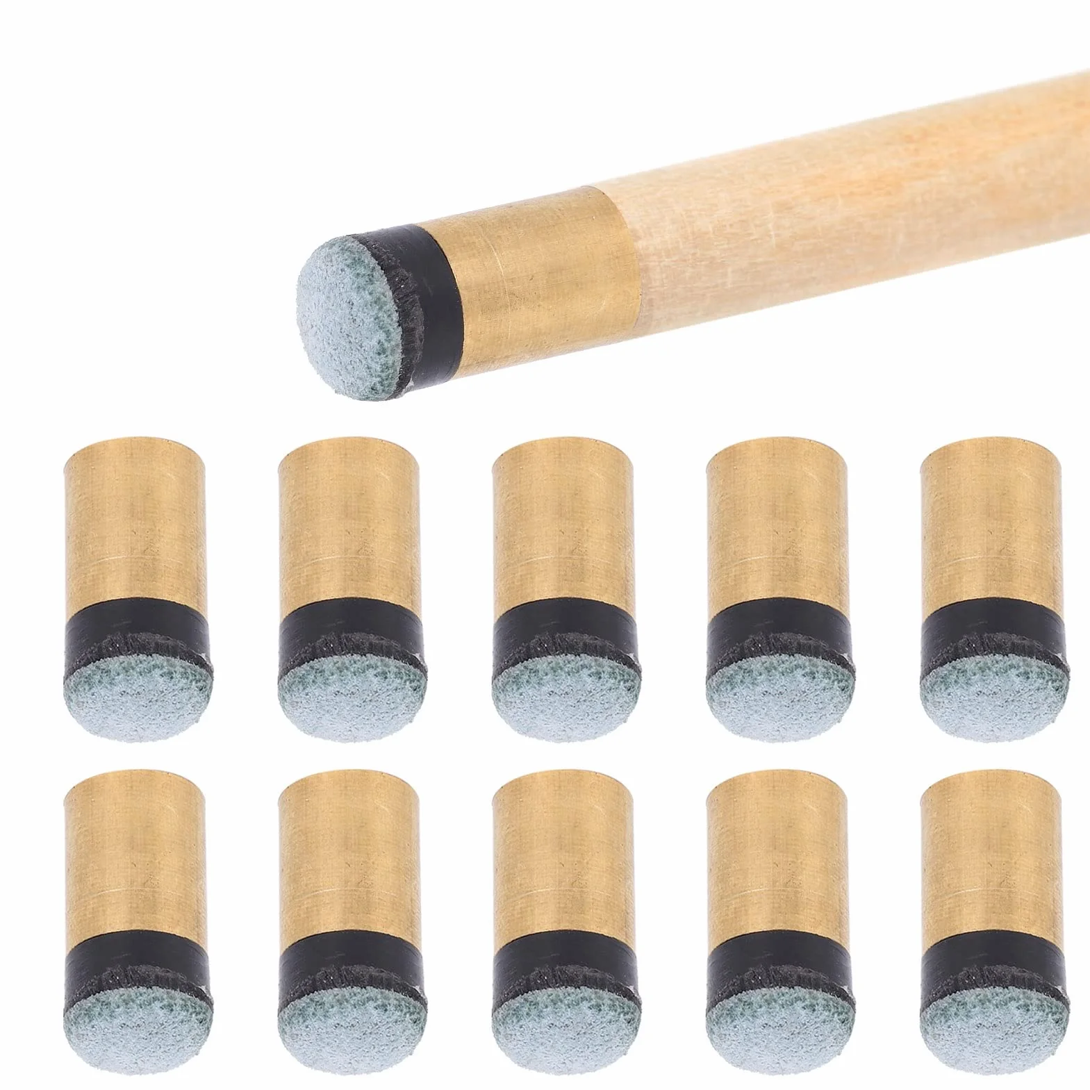 Ejoyous Puntas de taco de billar de 10 mm, 10 piezas de puntas de taco de billar de metal, puntas de taco de billar de cuero duro, puntas de rosca, kit de repuesto de punta de taco de billar