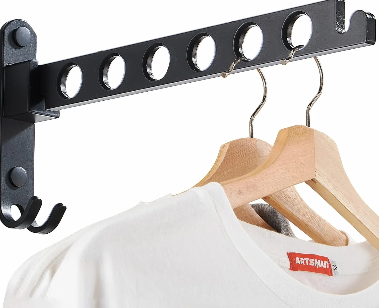 JOOM Percha de Pared Plegable plegplegplegperadora de Percha de Ropa Rack de Almacenamiento de Organizador de Perchas Secadora de Negro (un Paquete)