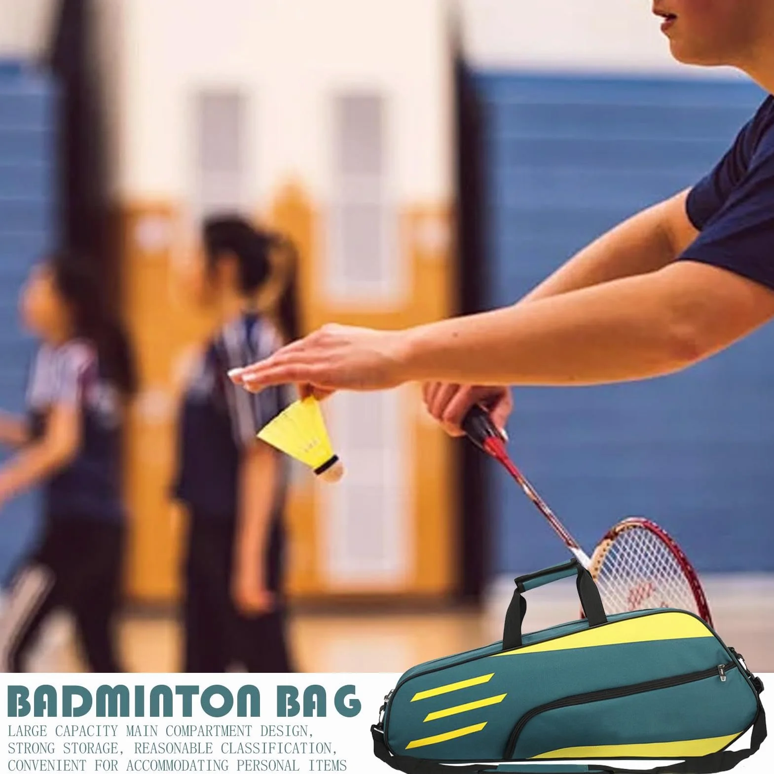 Bolsa de Tenis para 3 Raquetas Impermeable Bandolera Hombres Mujeres
