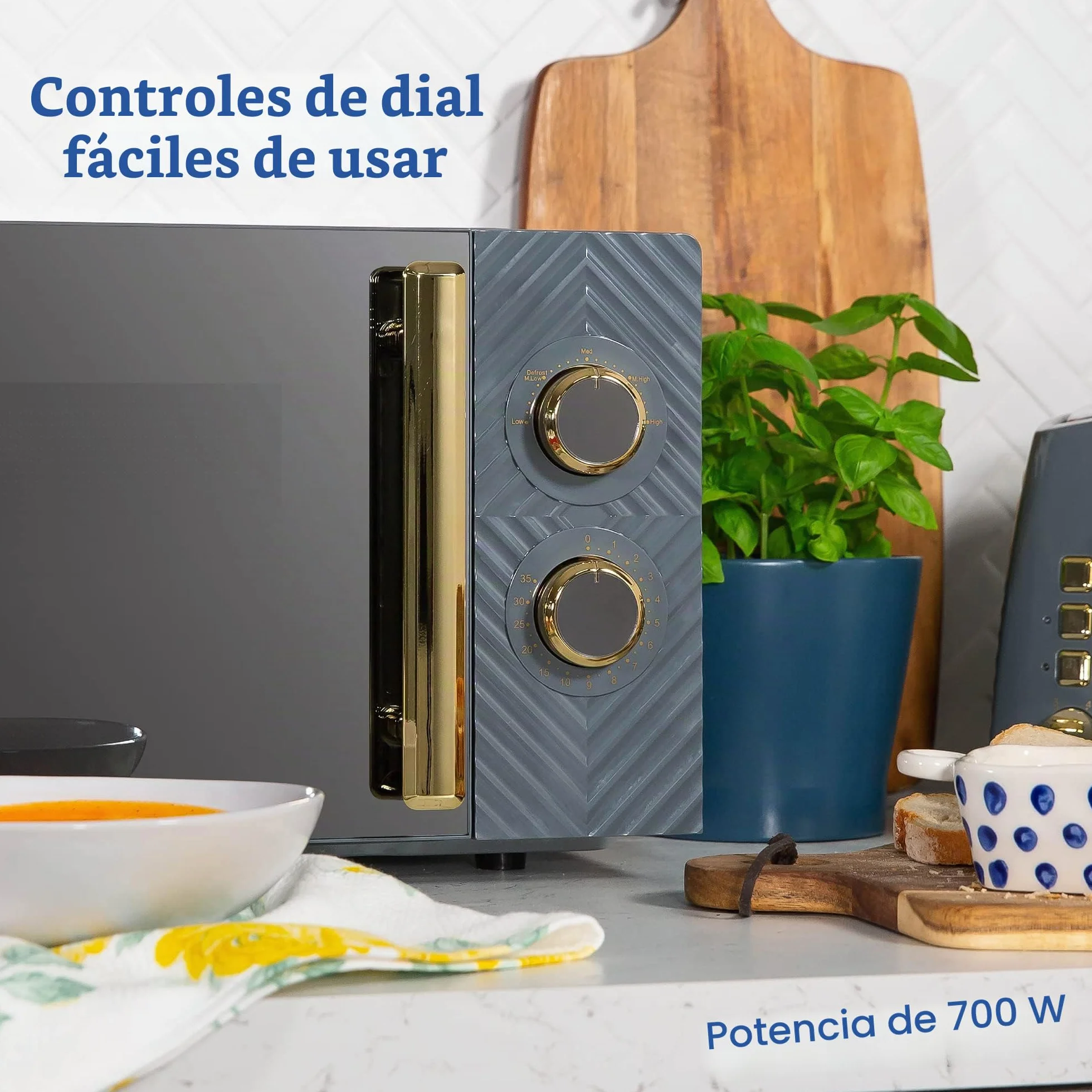 Russell Hobbs - Microondas manual de 17 litros y 700 W, color gris, con diseño de ranura, 5 niveles de potencia, temporizador integrado y función de descongelación, fácil de limpiar RHMM723G