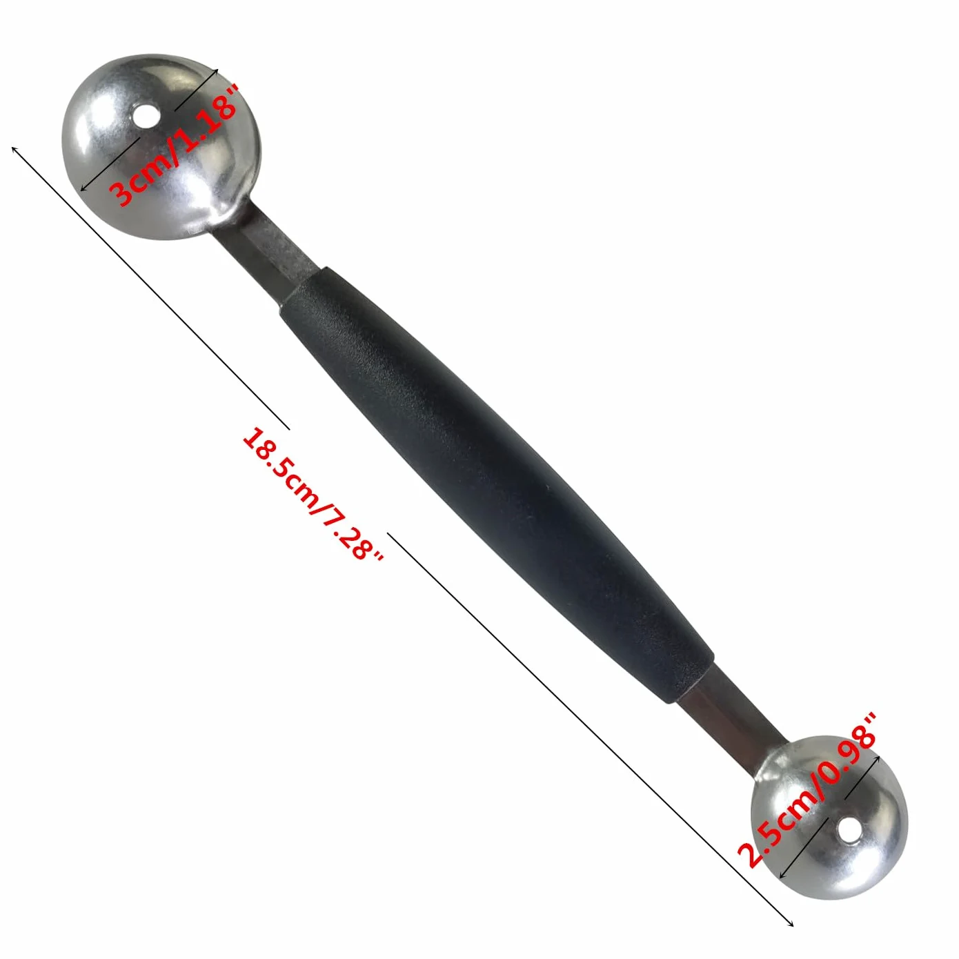 Cuchara de doble cara para frutas y melón, cortador de cuchara de acero inoxidable 2 en 1, 18 cm