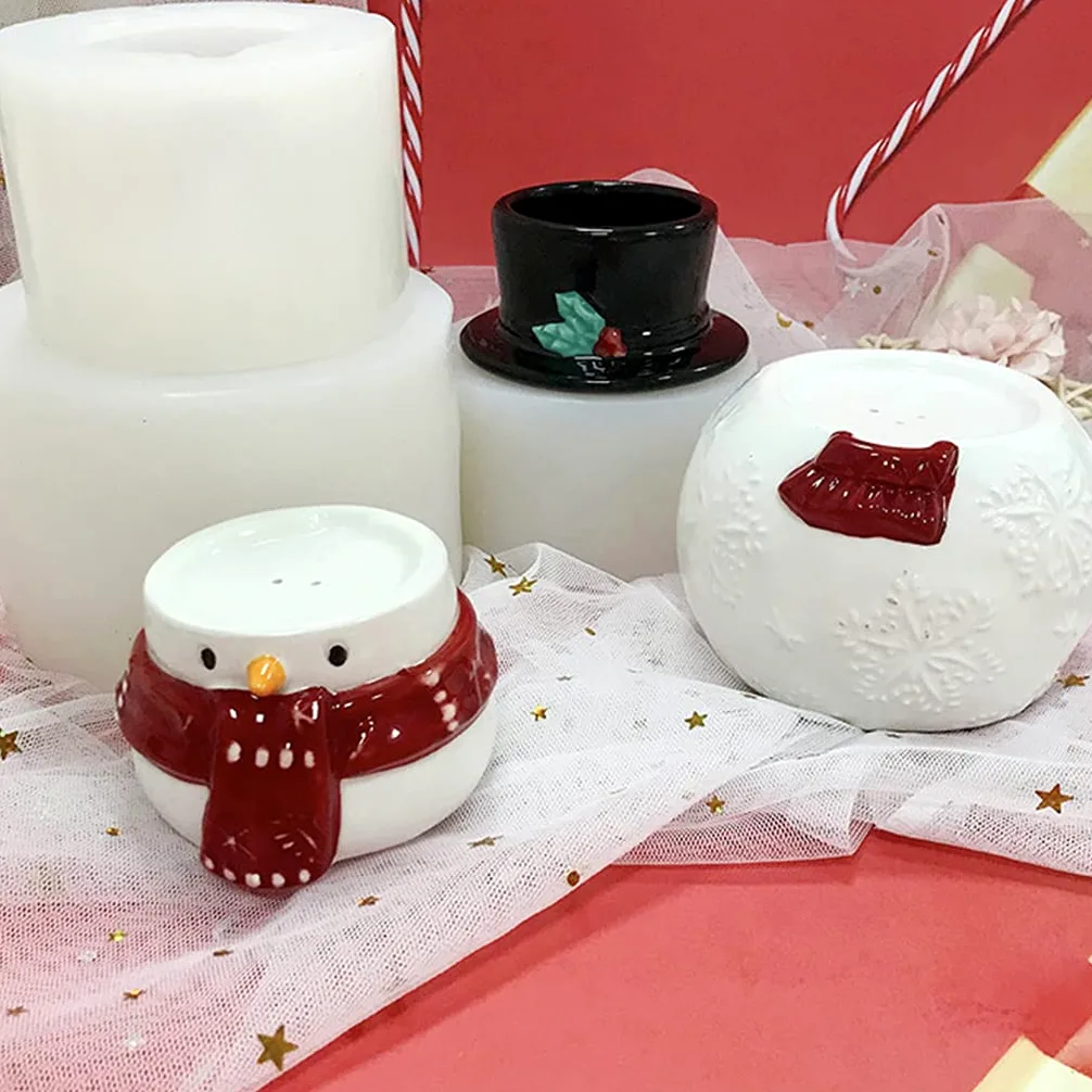 Molde de silicona con temática de muñeco de nieve para decoración de pasteles