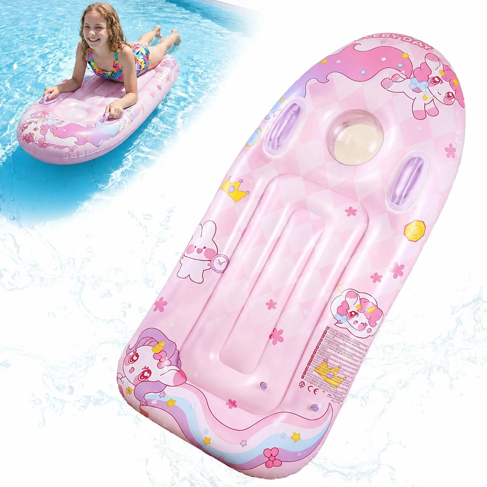 ACTOYS Bodyboard Niños Hinchable con Asas Tabla Surf Juguetes de Agua Playa Piscina