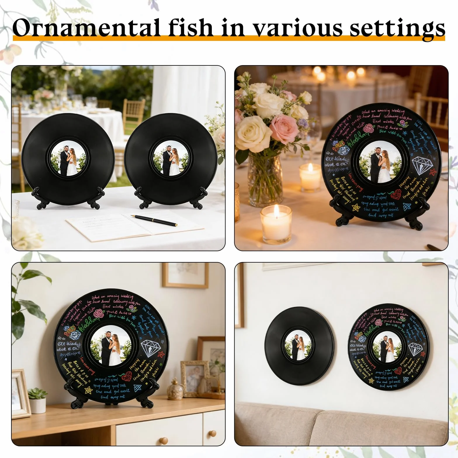 2 unidades de libro de visitas de vinilo, alternativa al libro de invitados de boda, foto personalizada, libro de visitas, alternativa con bolígrafo y soporte para aniversario de boda, cumpleaños