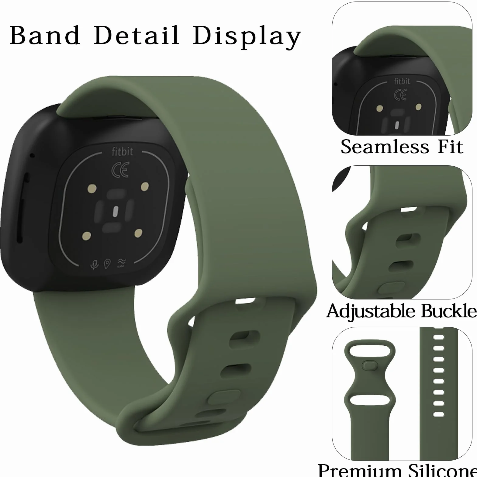 Correa Compatible para Fitbit Versa 4/3 Sense 2 Sense Silicona Deportivas Ajustable S/L