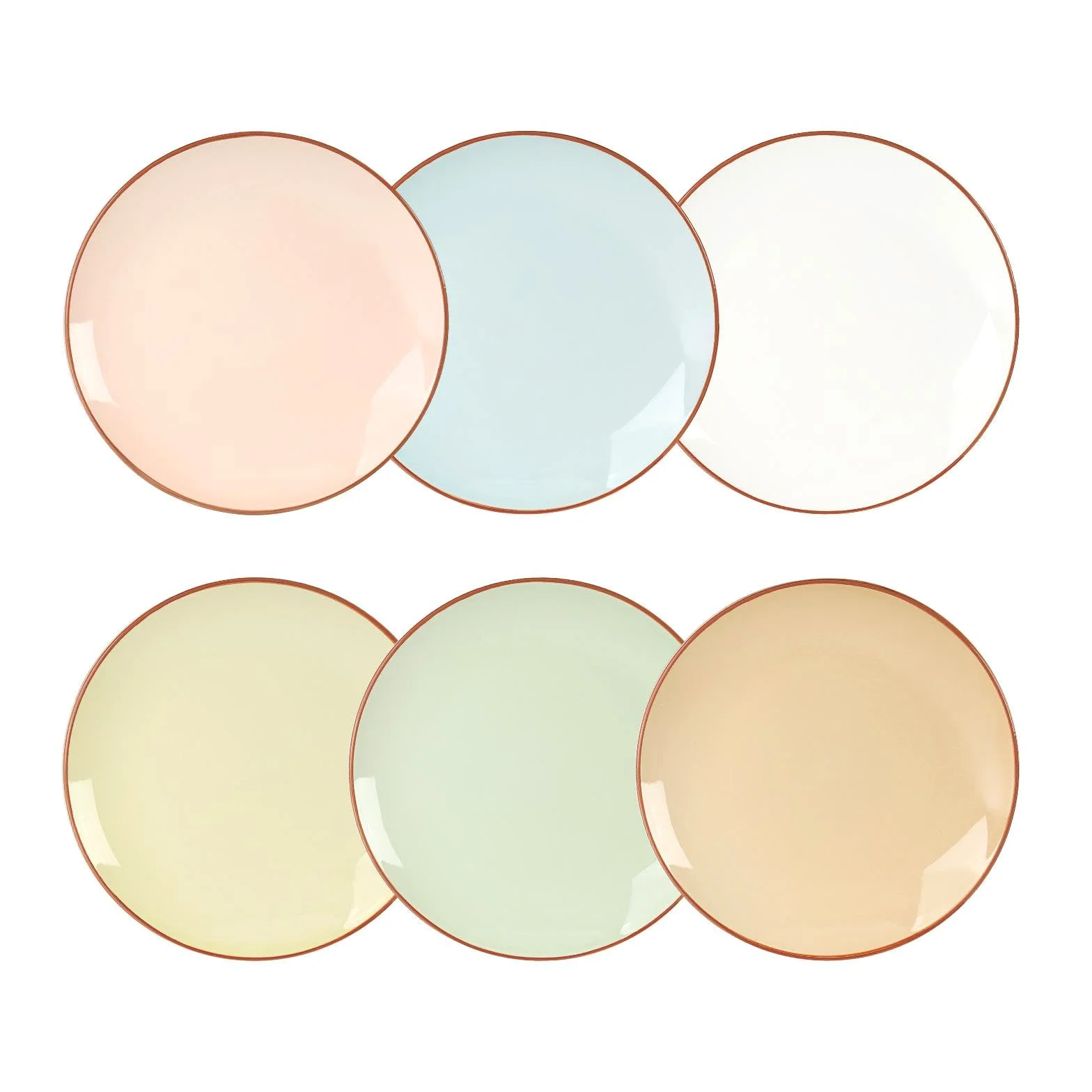 AHX Platos Postre Colores Plato Ceramica - Juego de 6 Platos para Ensalada en Estilo Multicolor - Set Platos de Desayuno - Platos Llanos Pequeños para Servir Aperitivos | Postres | Ensaladas - 20 cm