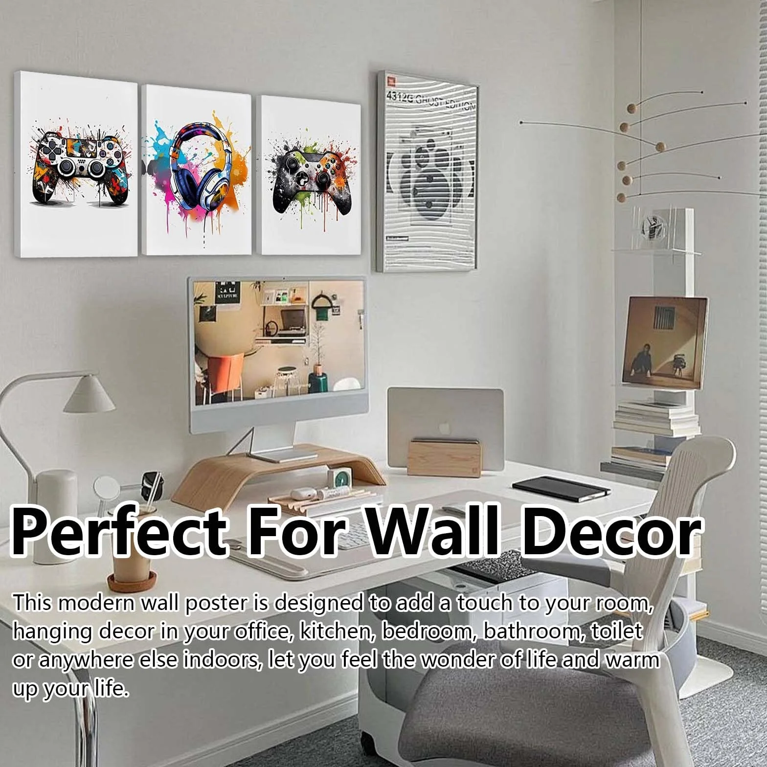 Póster de Juegos con Marco 3PCS Imágenes de Habitación Juvenil Decorativos de Pared